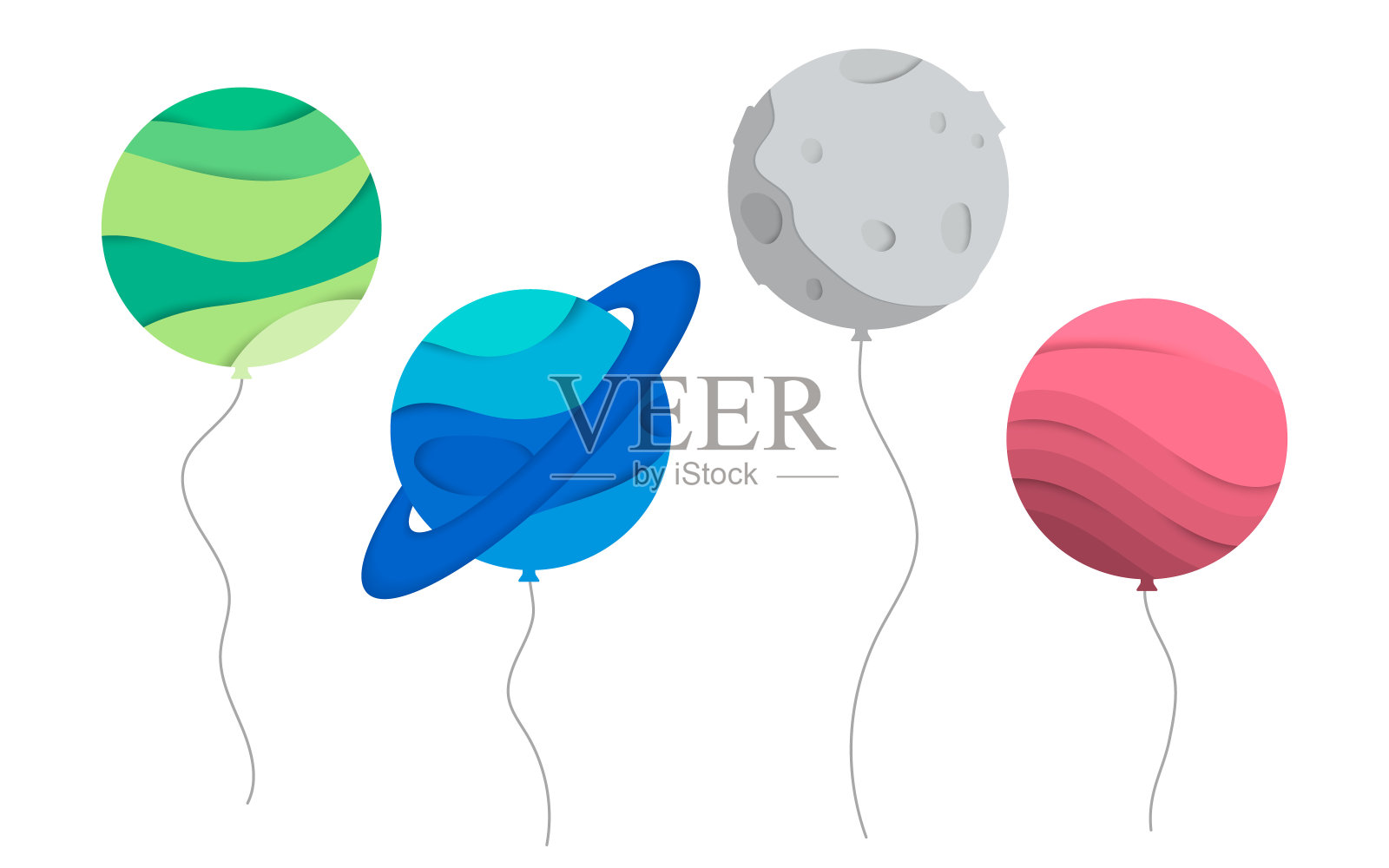 行星气球的矢量插图插画图片素材