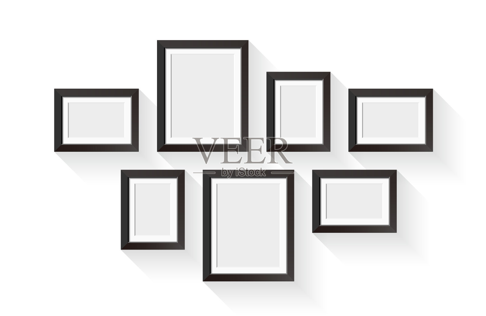 矢量黑色画框设置孤立在白色背景设计元素图片