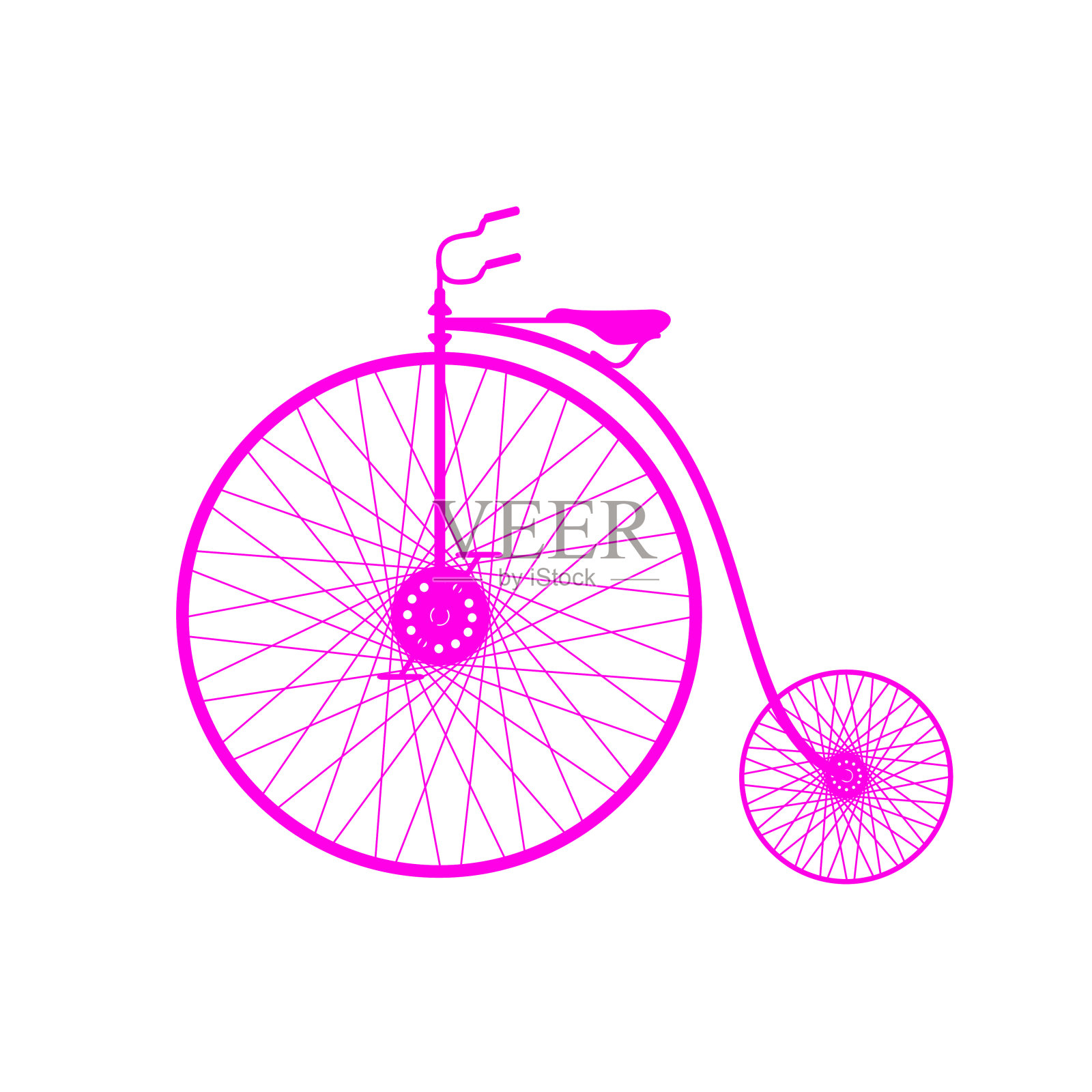 粉色的复古自行车轮廓设计元素图片