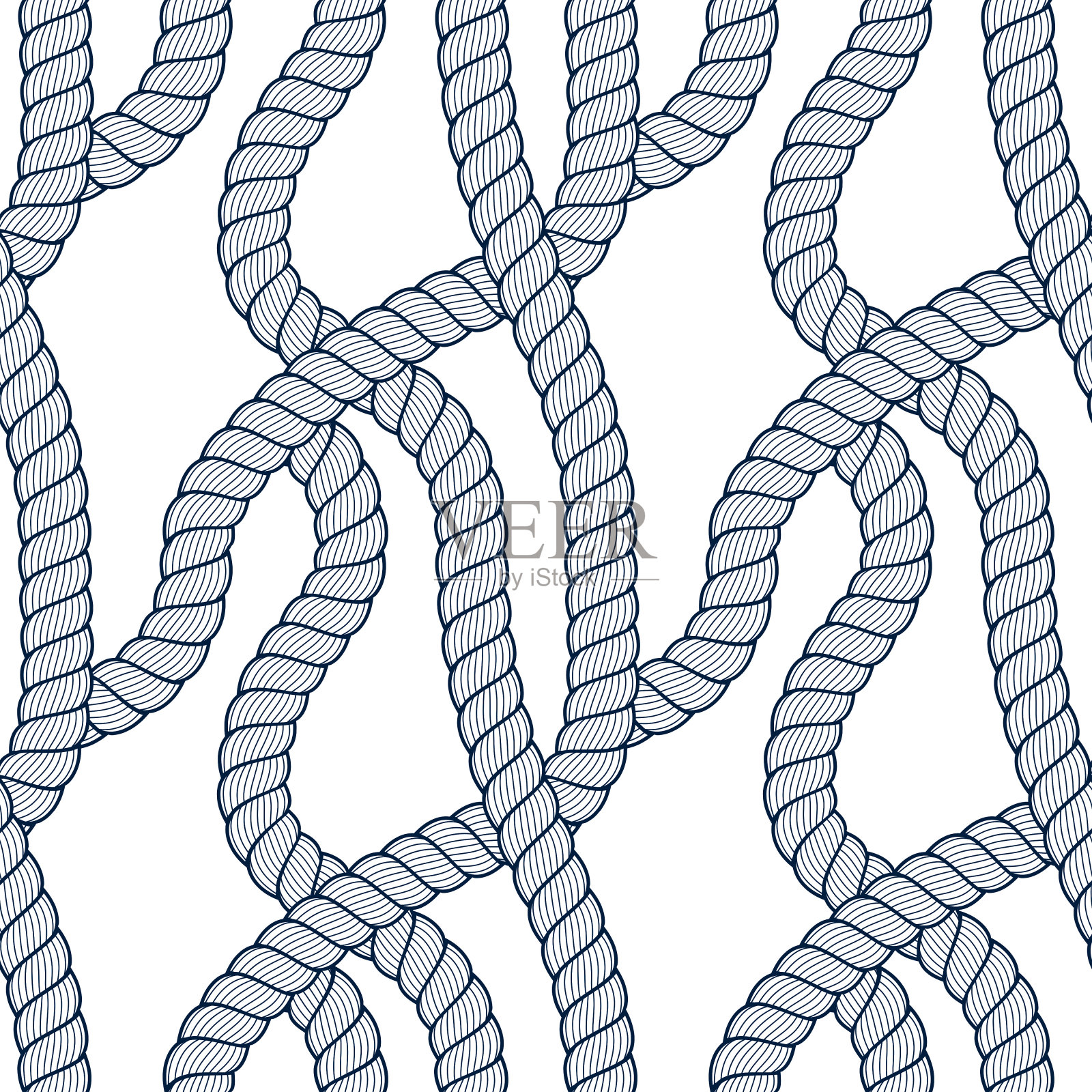 无缝绳纹编织矢量，抽象说明背景。海军缠绕的海洋绳索无尽设计。可用于织物，墙纸，包装，网和印刷。插画图片素材