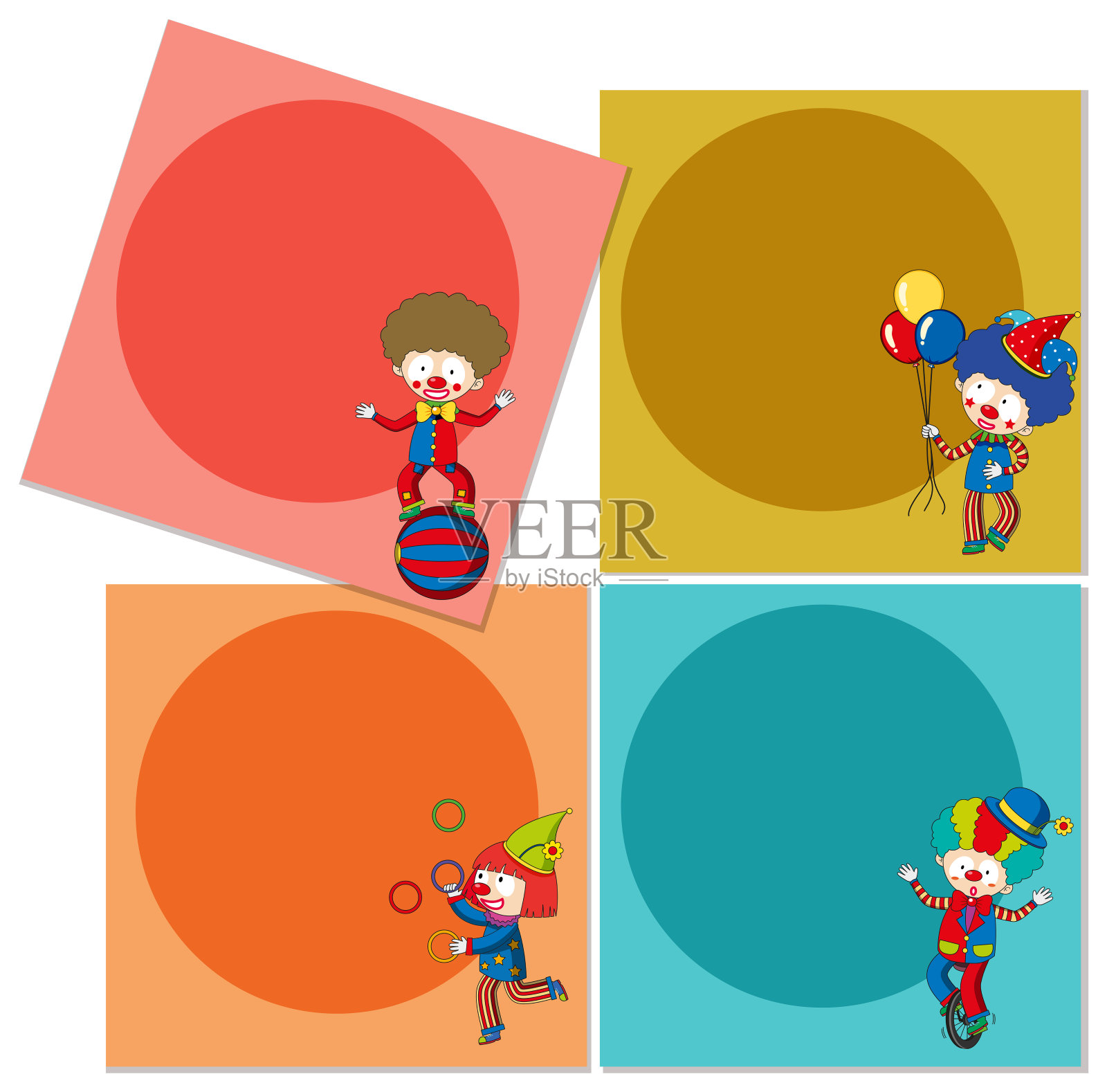 横幅模板与马戏团小丑插画图片素材