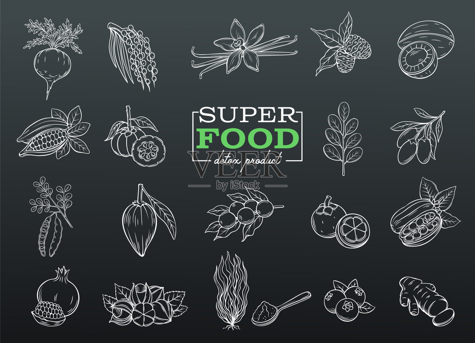 向量素描超级食物插画图片素材