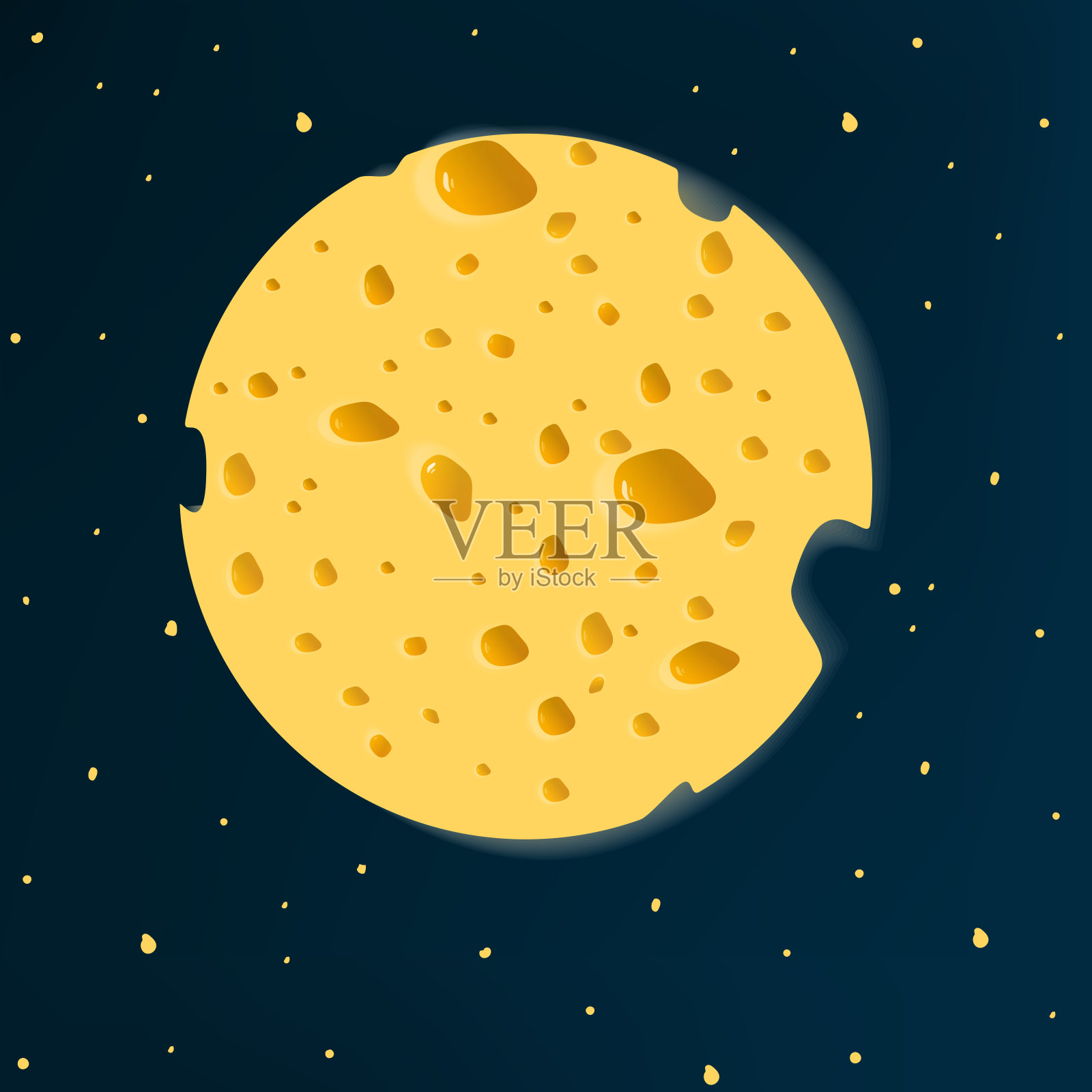 奶酪的月亮。向量插画图片素材