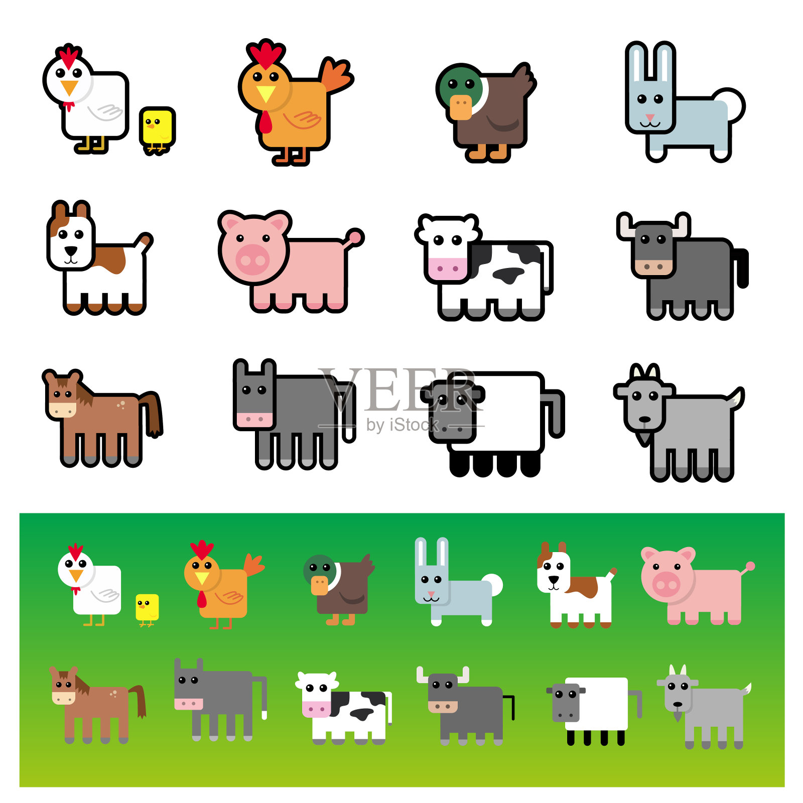 农场动物图标设计元素图片