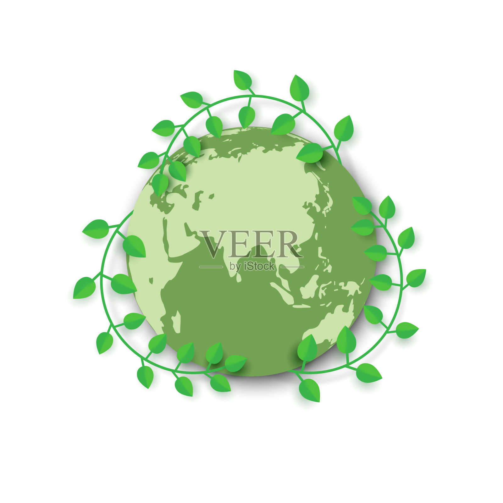 绿色地球与循环理念插画图片素材