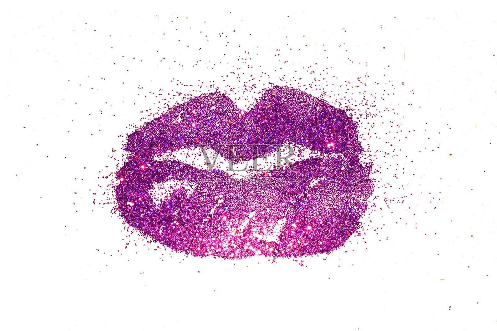 紫色的嘴唇在白色的背景上闪闪发光照片摄影图片