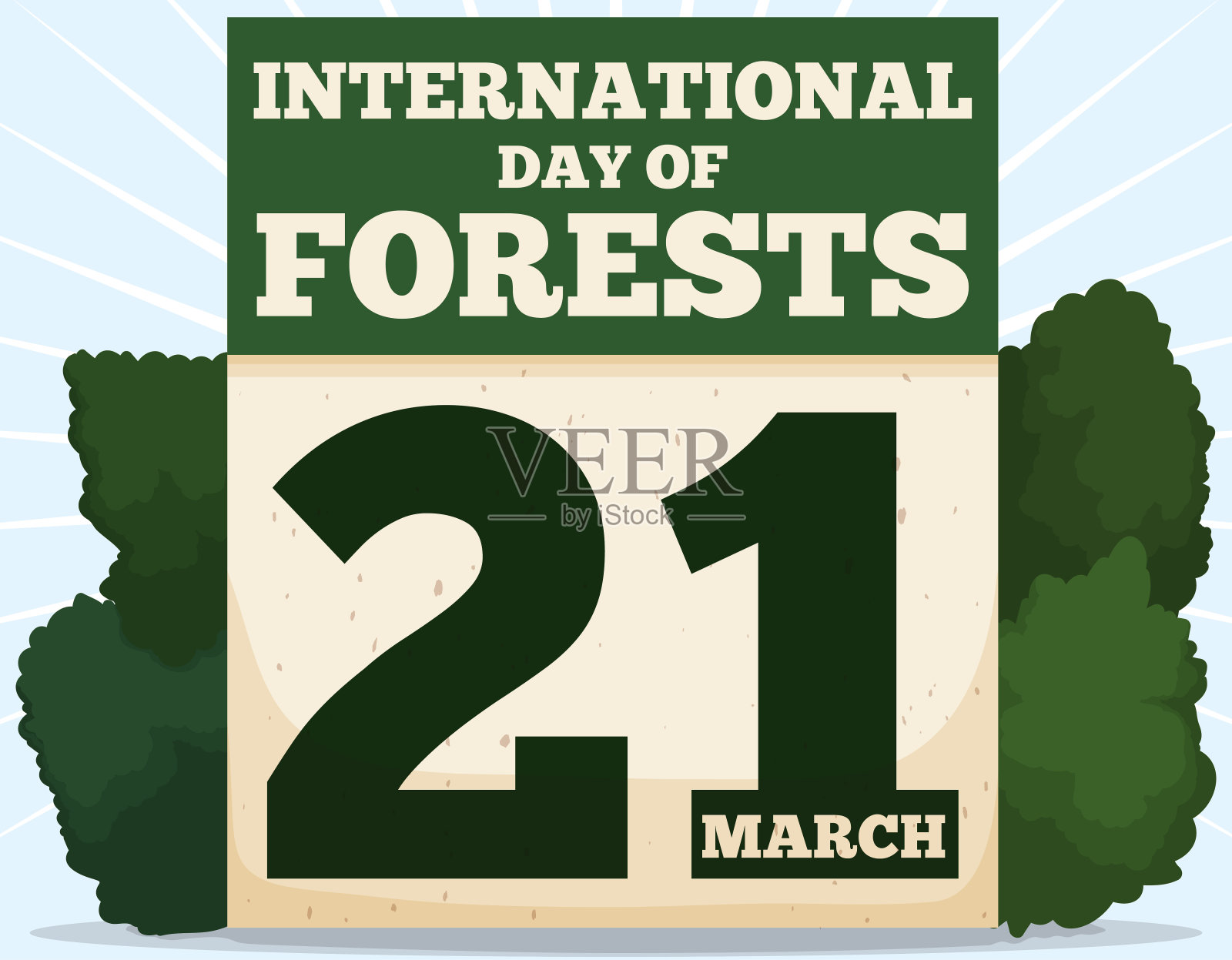 国际森林日的树木活页日历插画图片素材