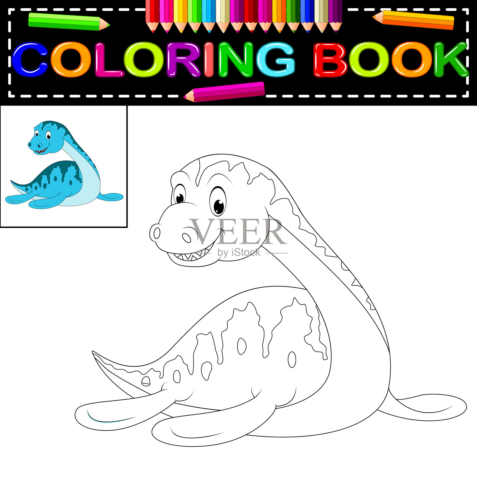 恐龙彩色书插画图片素材