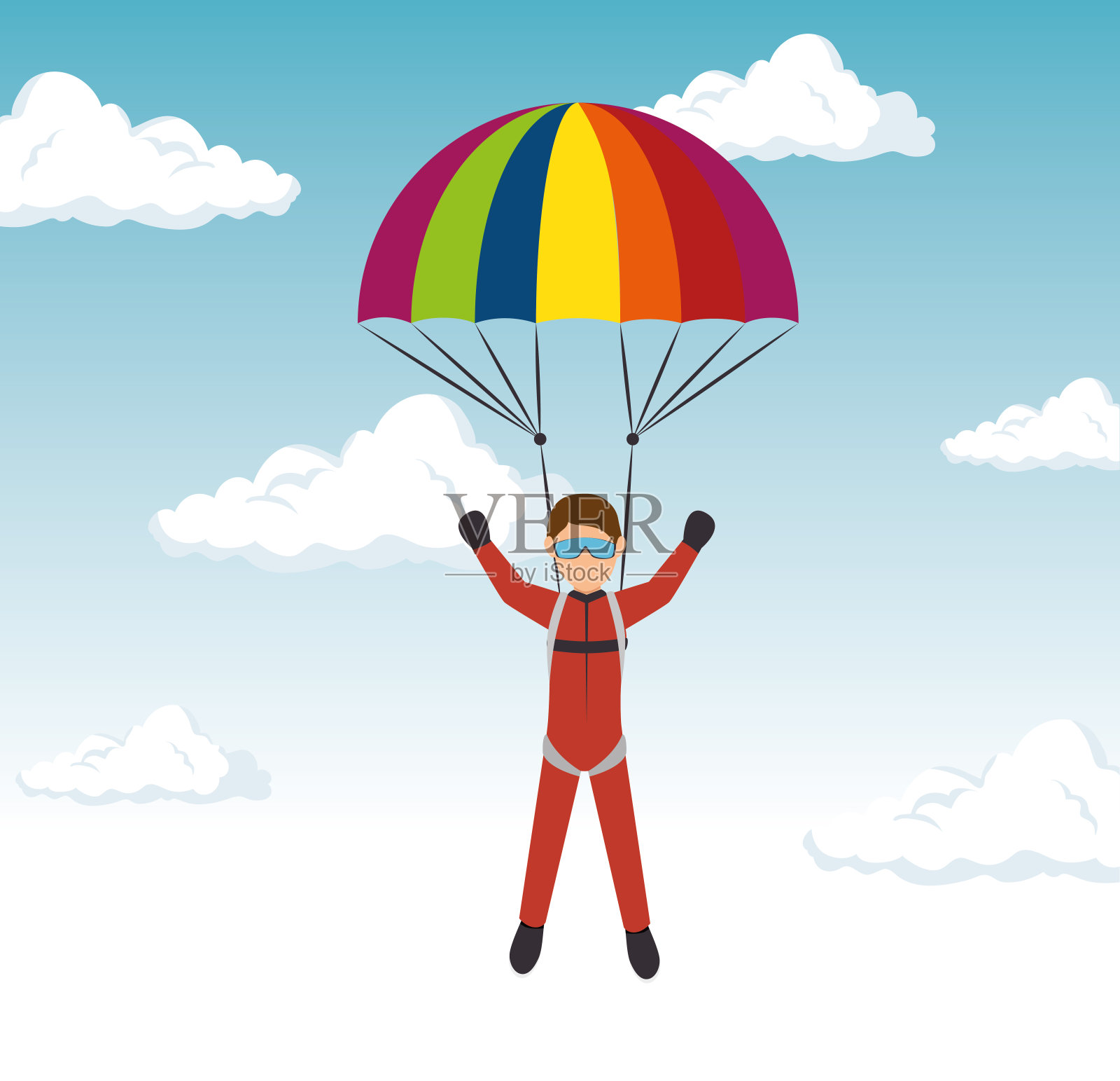 极限运动跳伞设计孤立插画图片素材