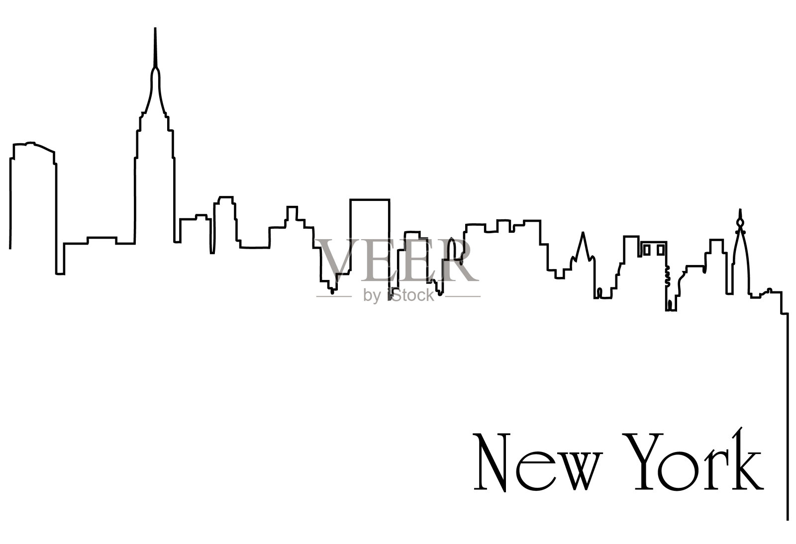 纽约市一线画背景插画图片素材