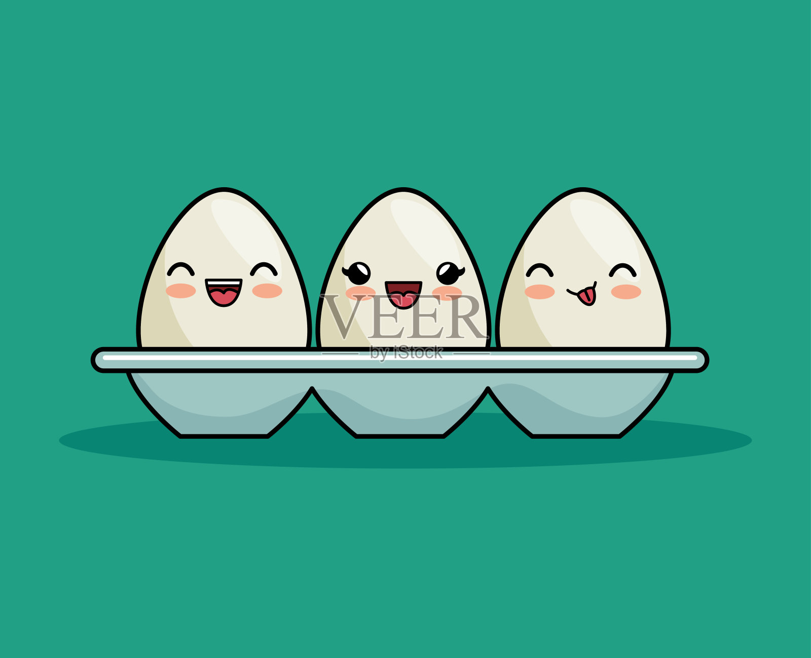 Set eggs kawaii有趣的早餐插画图片素材