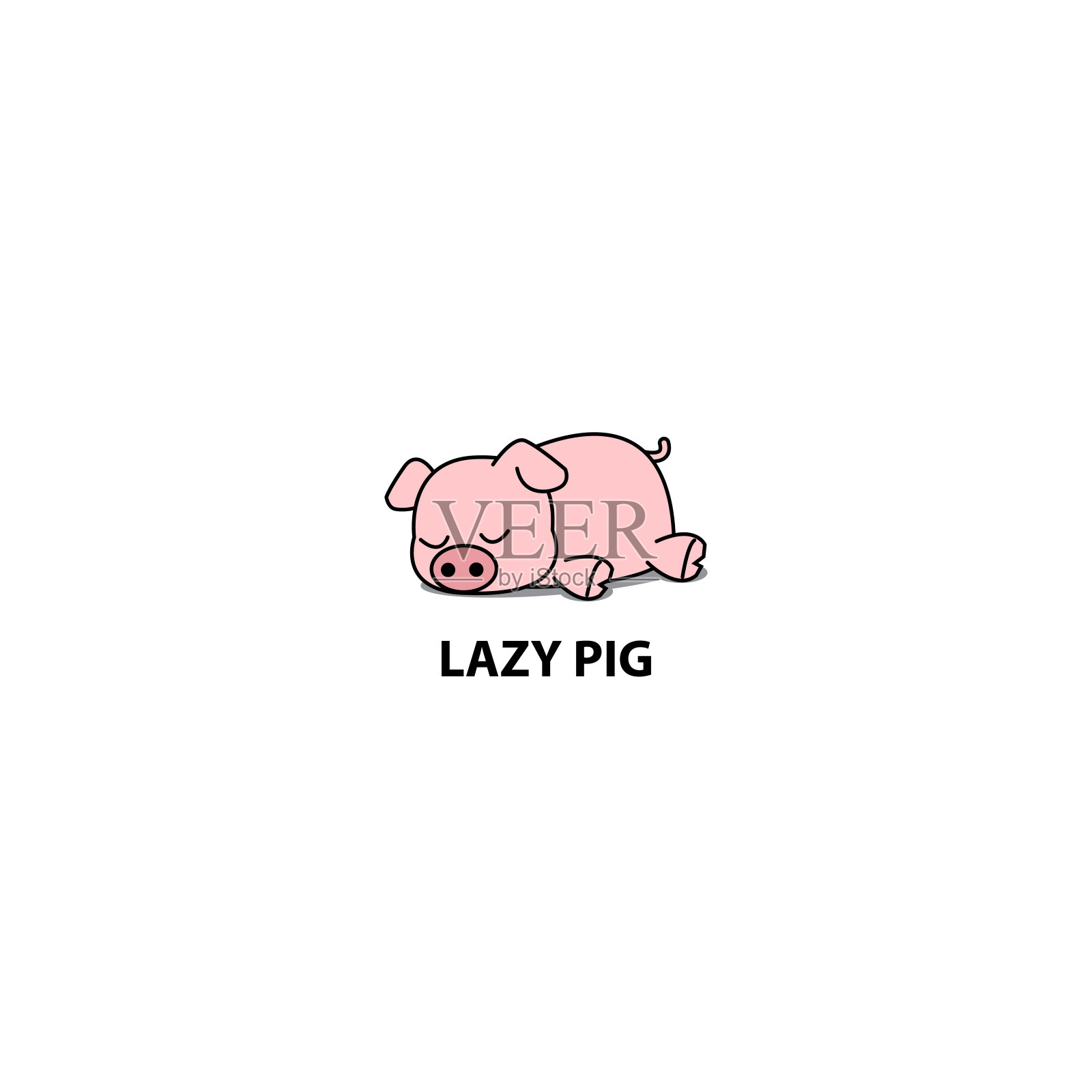 懒猪，小猪睡觉的图标，符号设计，矢量插图设计元素图片