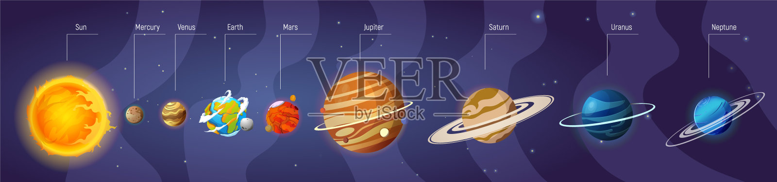 太阳系行星孤立矢量。太阳系行星的集合插画图片素材