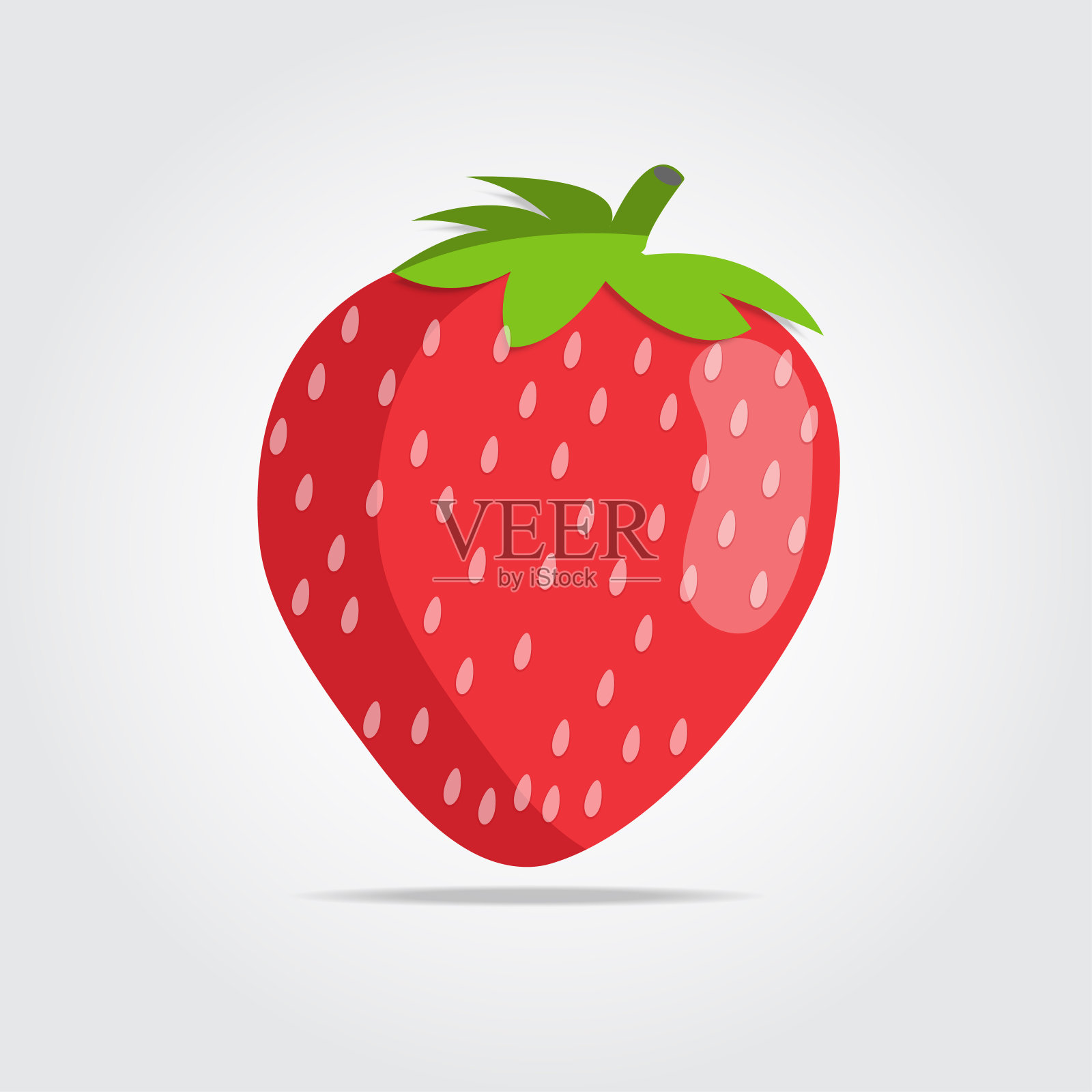 红色草莓果在白色的空间与阴影。插画图片素材