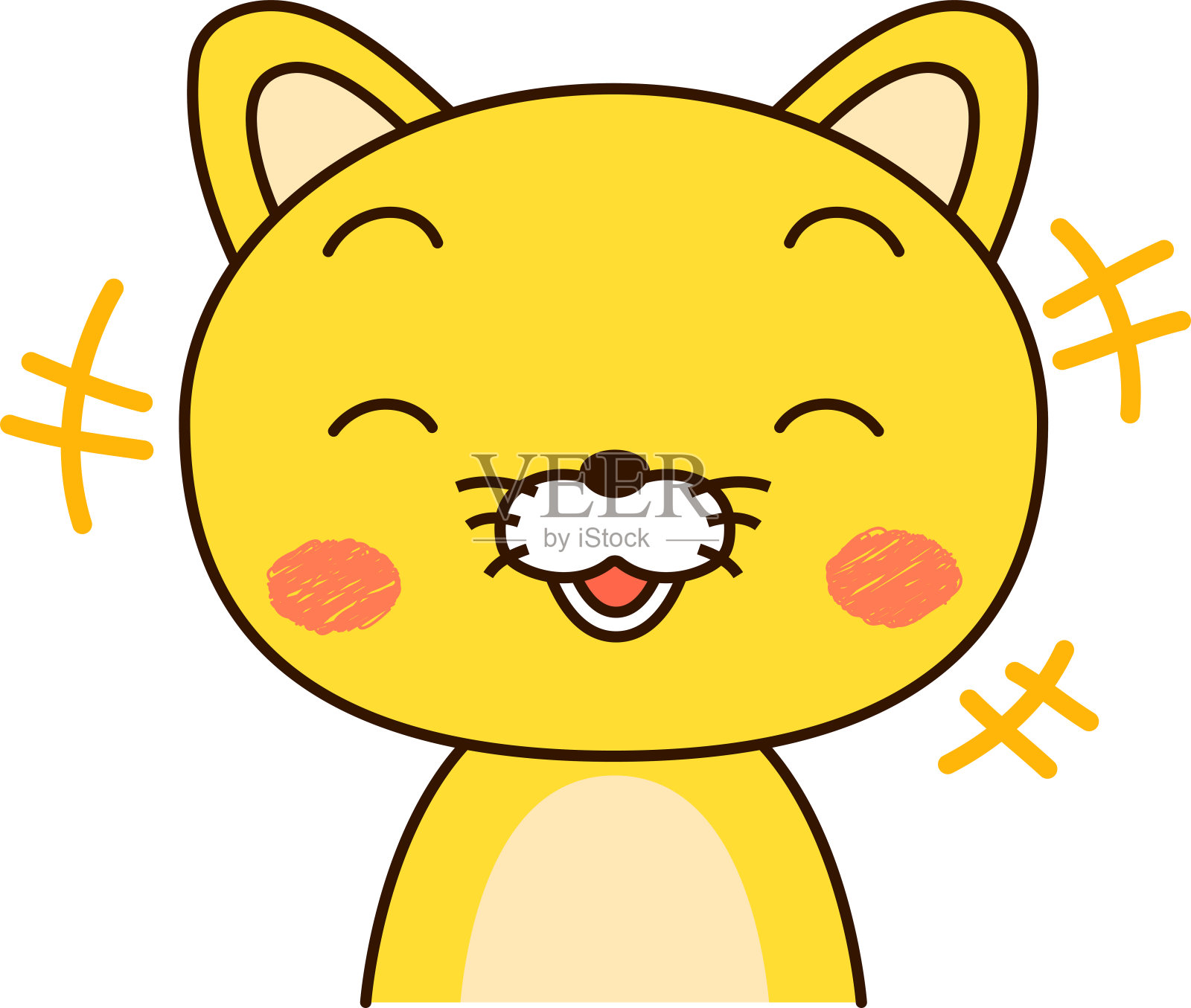 猫的表情笑插画图片素材
