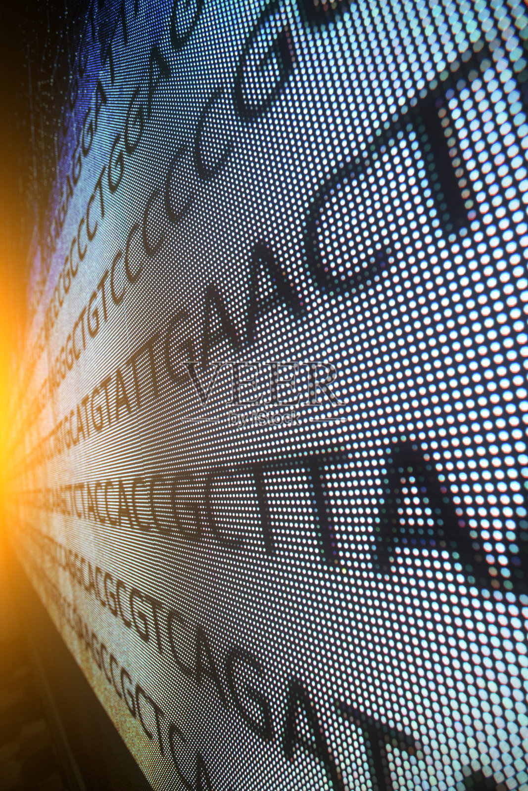 DNA序列在大的LED屏幕照片摄影图片