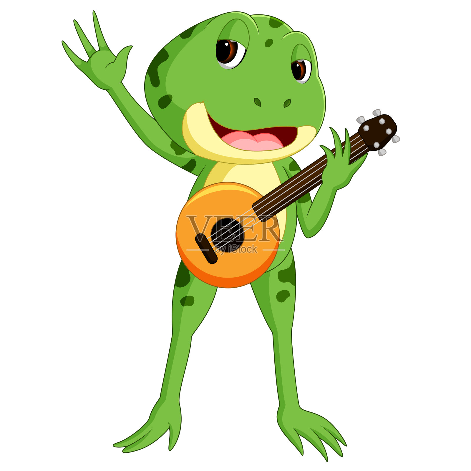 绿色青蛙弹吉他设计元素图片