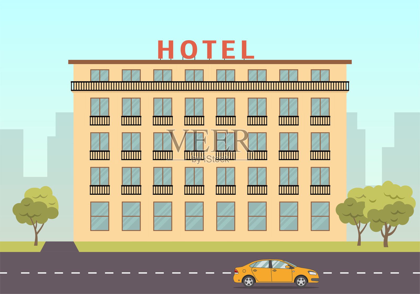 酒店建筑矢量插画图片素材