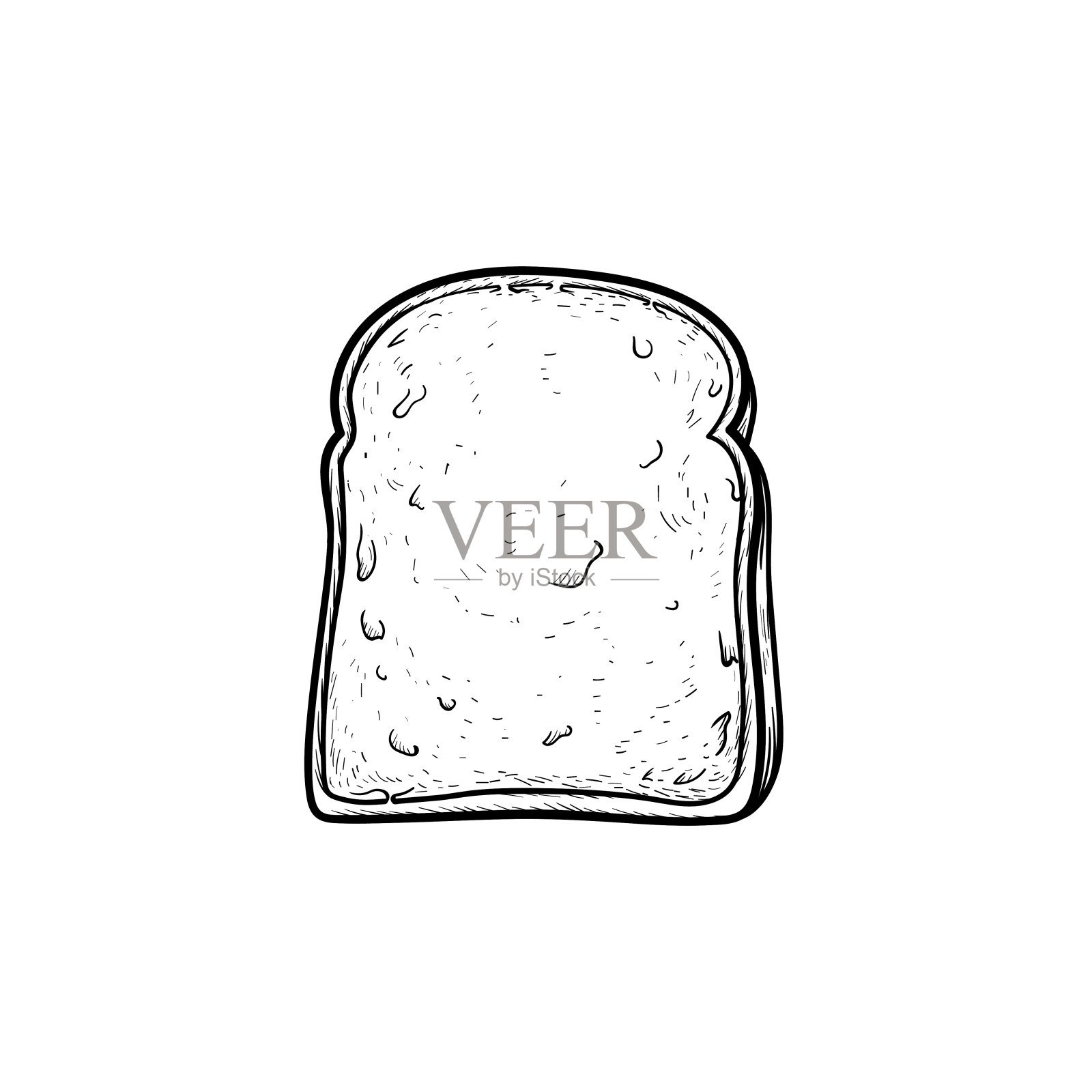全麦吐司面包手绘素描图标插画图片素材