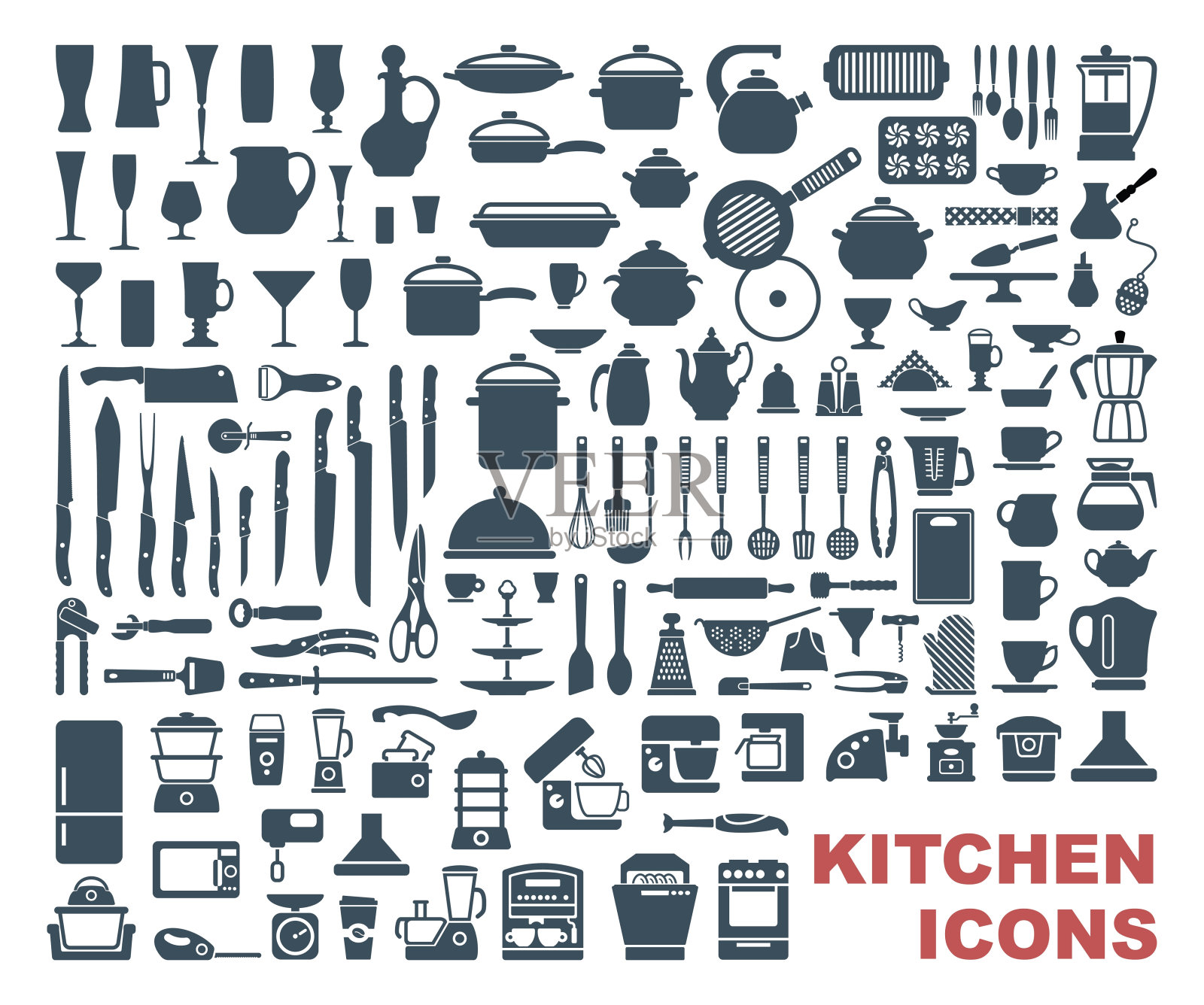 一套高质量的厨房图标插画图片素材