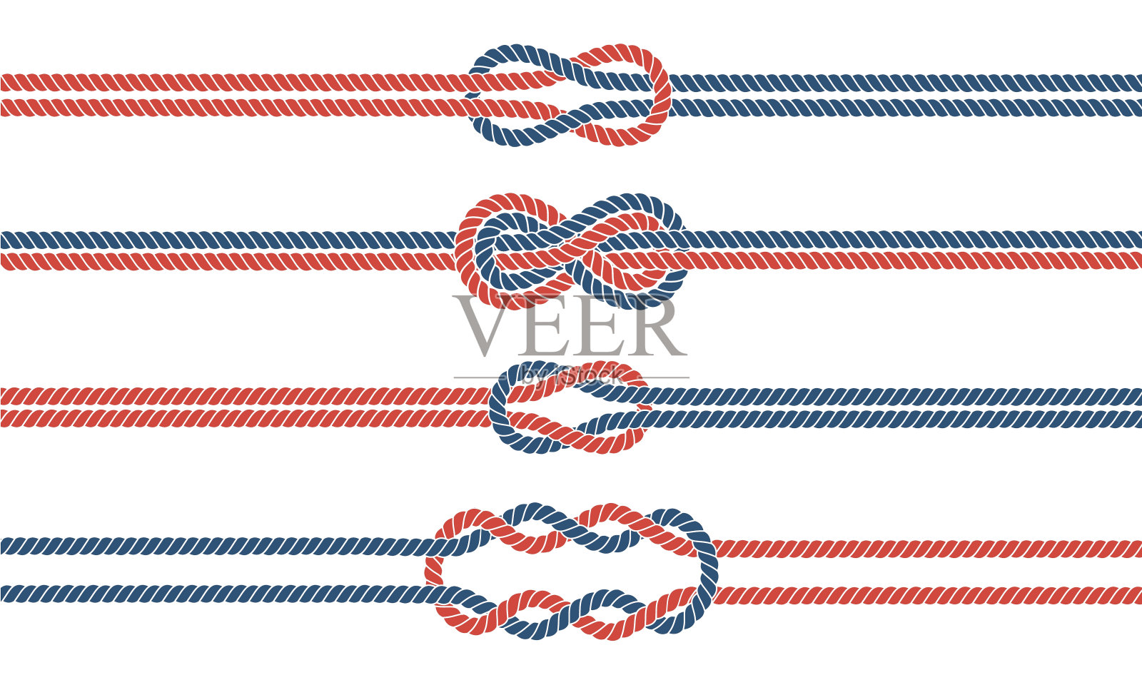 水手结和绳分隔和边界设置插画图片素材