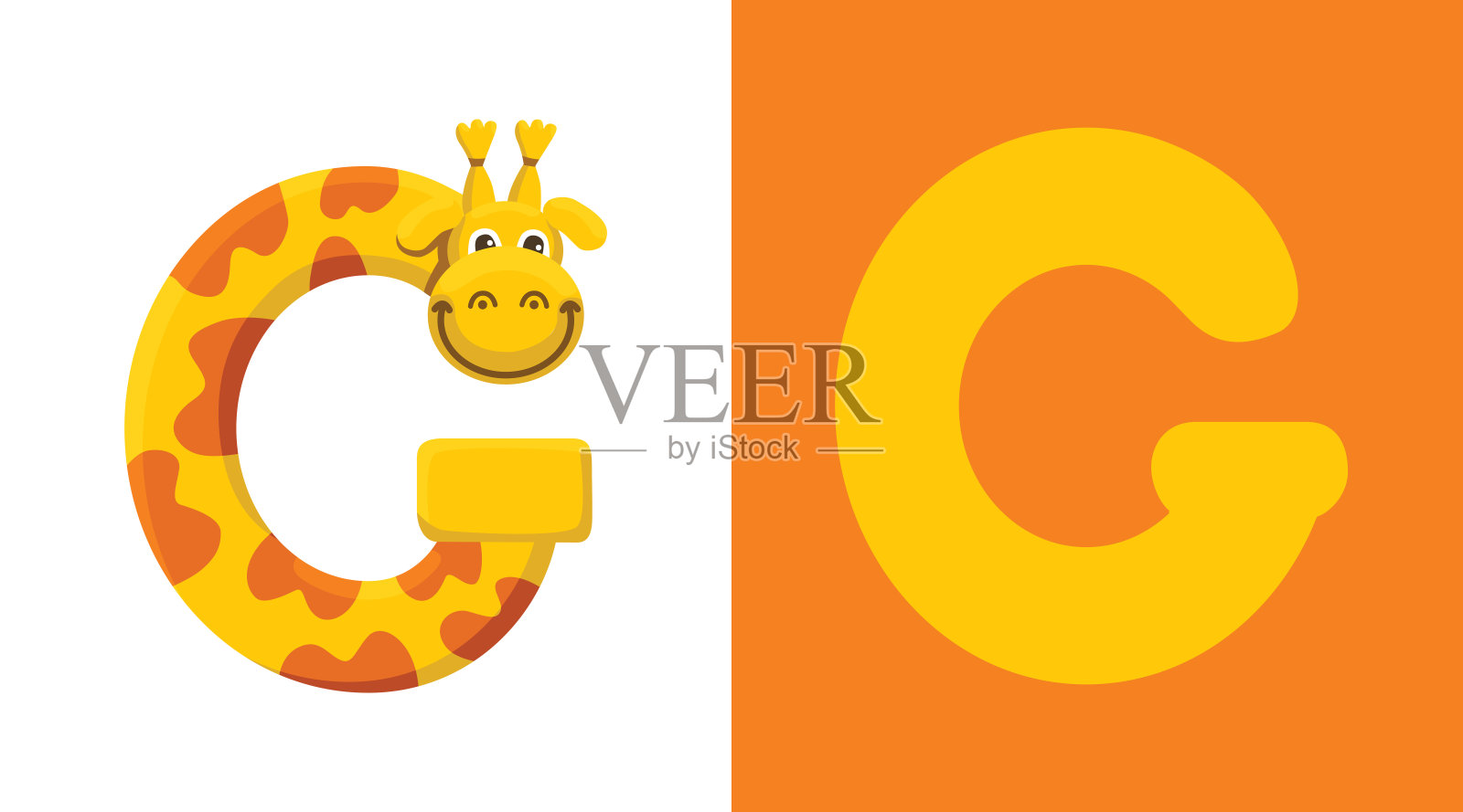 G是长颈鹿。字母g长颈鹿，可爱的插图。动物的字母表。插画图片素材