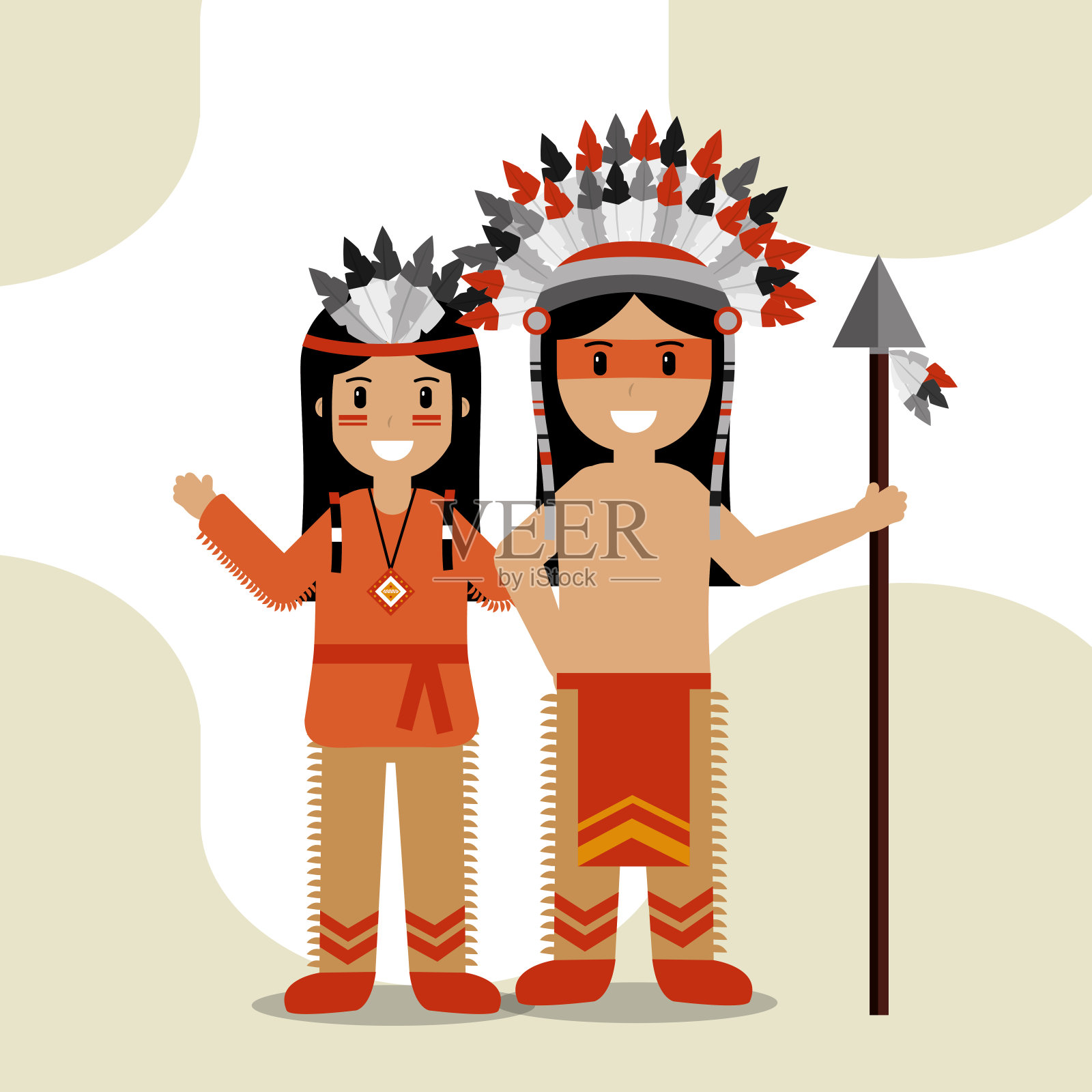 美国原住民卡通设计元素图片