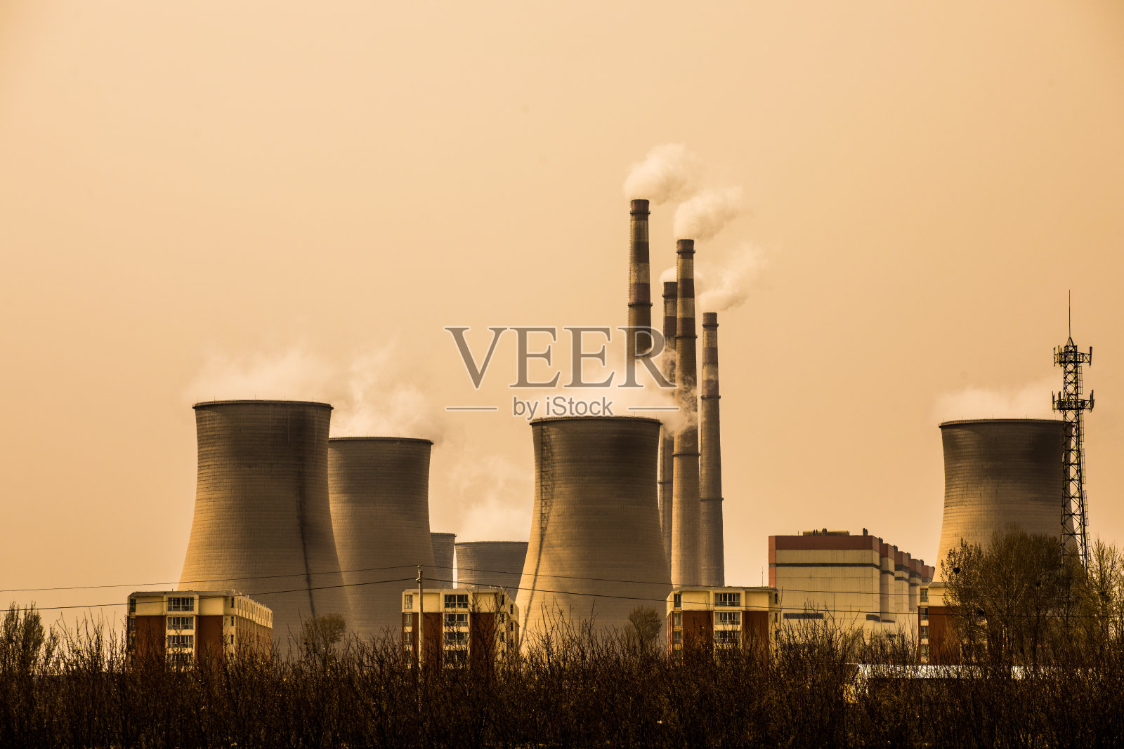 发电厂空气污染照片摄影图片