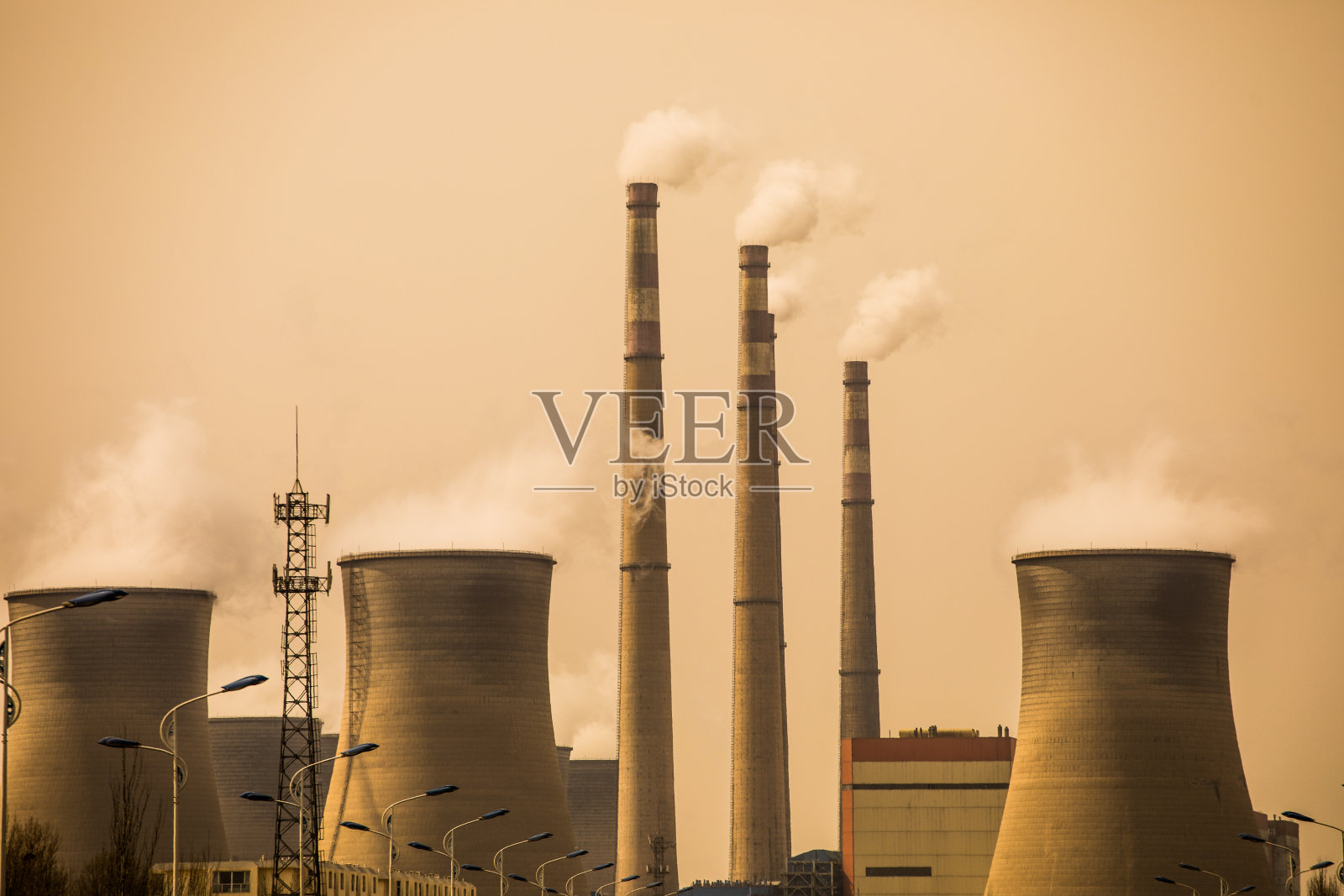 发电厂空气污染照片摄影图片