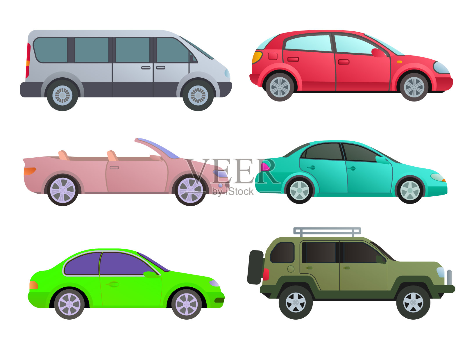 汽车汽车运输型设计旅行赛车模型技术风格和通用汽车现代儿童玩具平面矢量插图插画图片素材