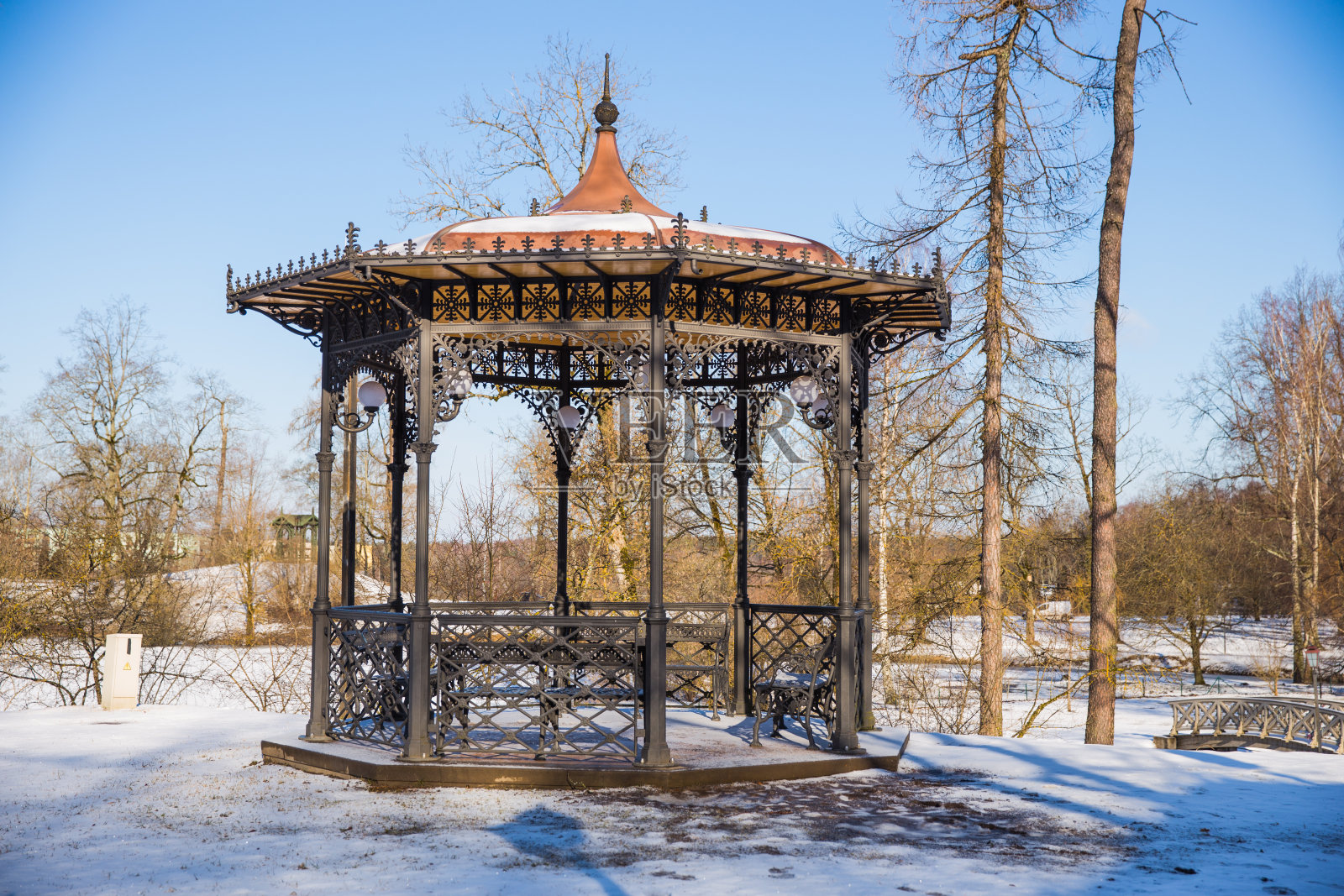 拉脱维亚老城公园，city Cesis和park terrace, 2017旅游照片。照片摄影图片