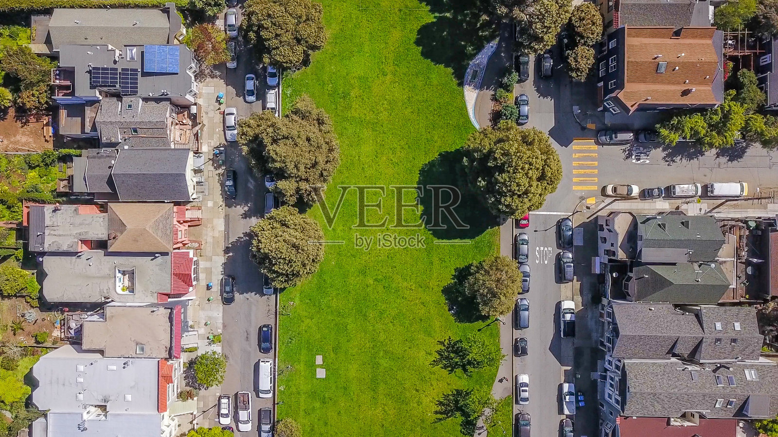 鸟瞰旧金山的住宅公园照片摄影图片