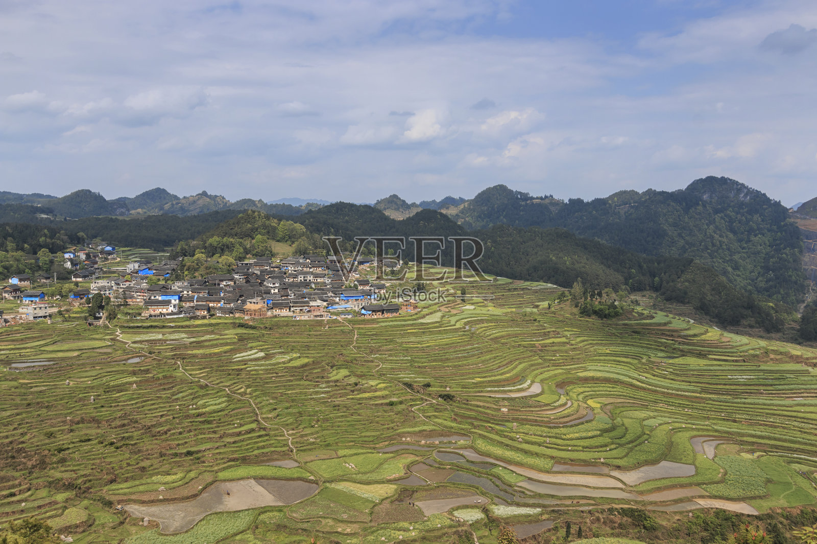 贵州高要梯田的全景照片摄影图片