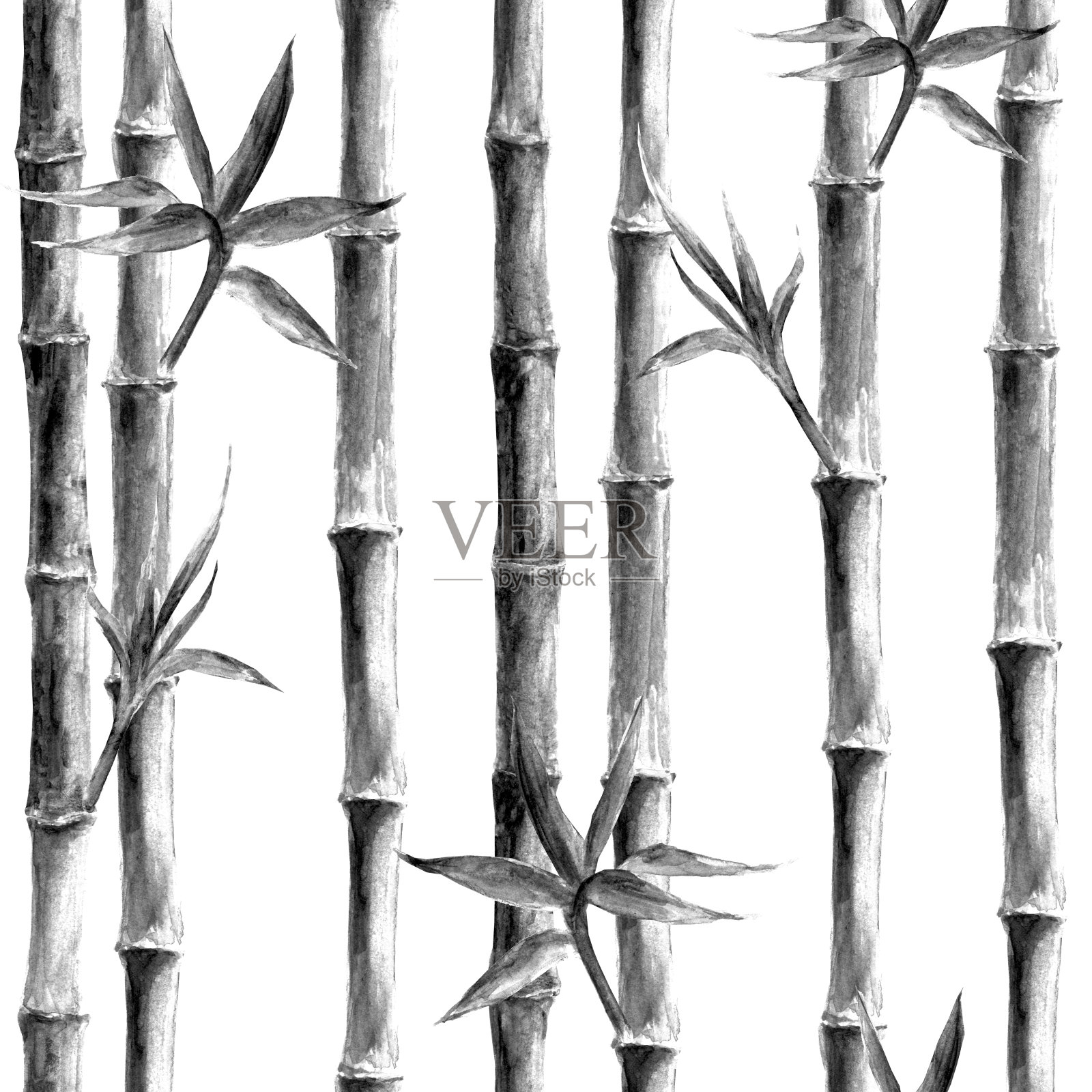 黑白竹无缝图案设计元素图片