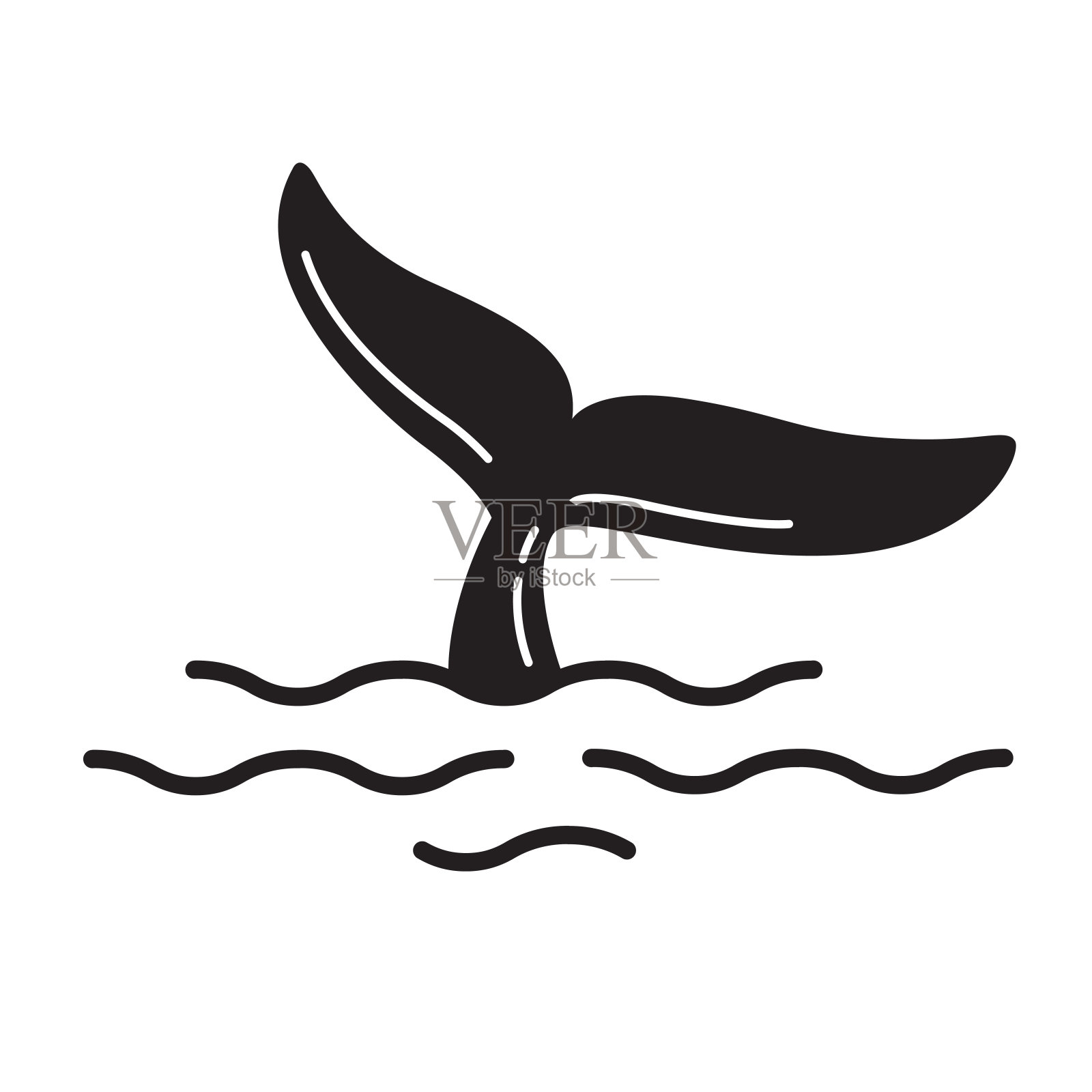 鲨鱼尾巴海豚鲸鱼标志矢量图标海洋海洋符号插图卡通插画图片素材