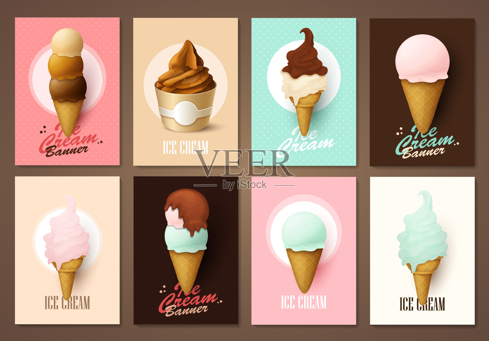 一套冰淇淋宣传册设计元素图片