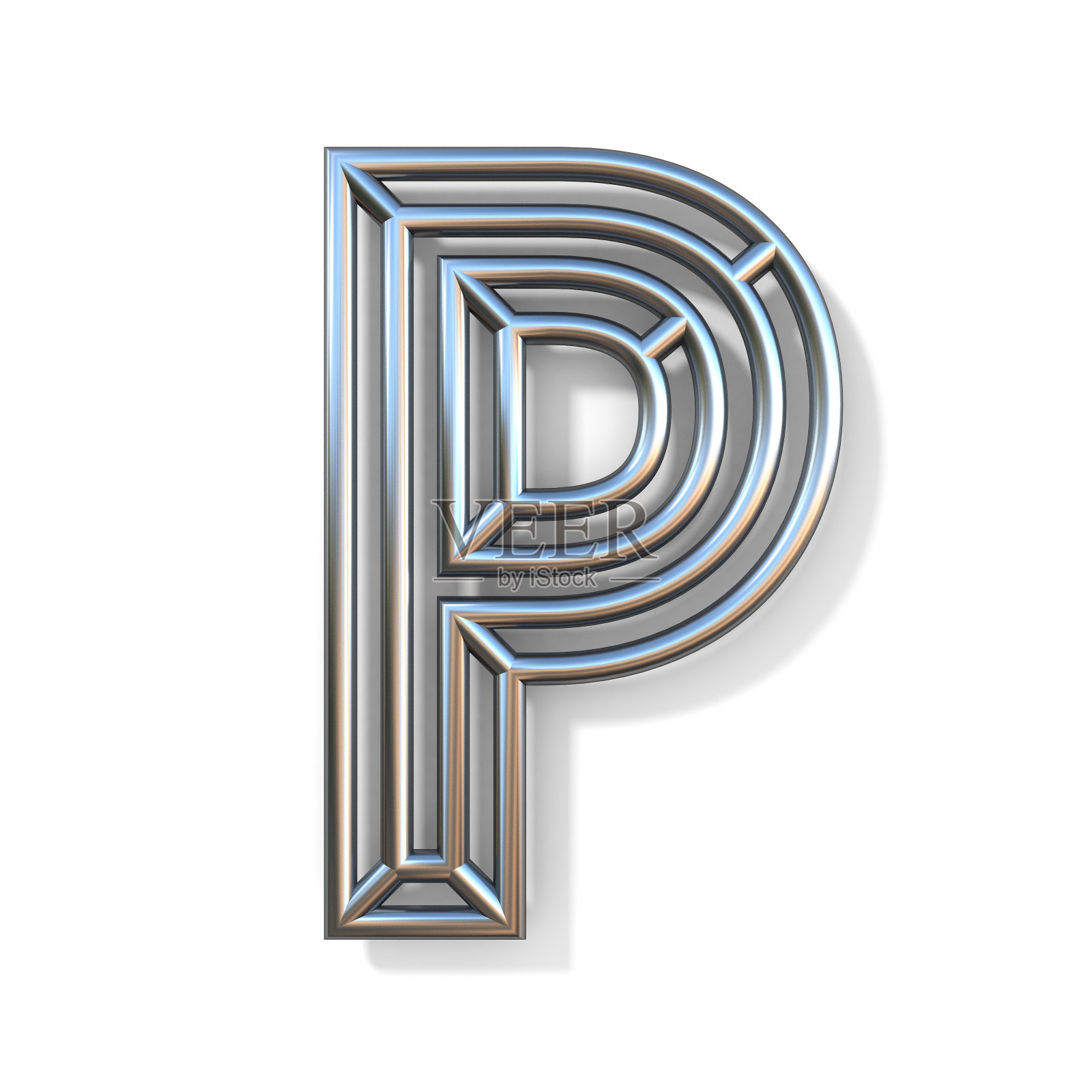 线轮廓字体字母P 3D照片摄影图片