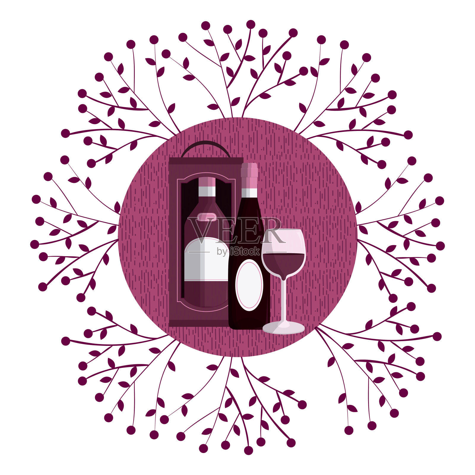 葡萄酒圆象征插画图片素材
