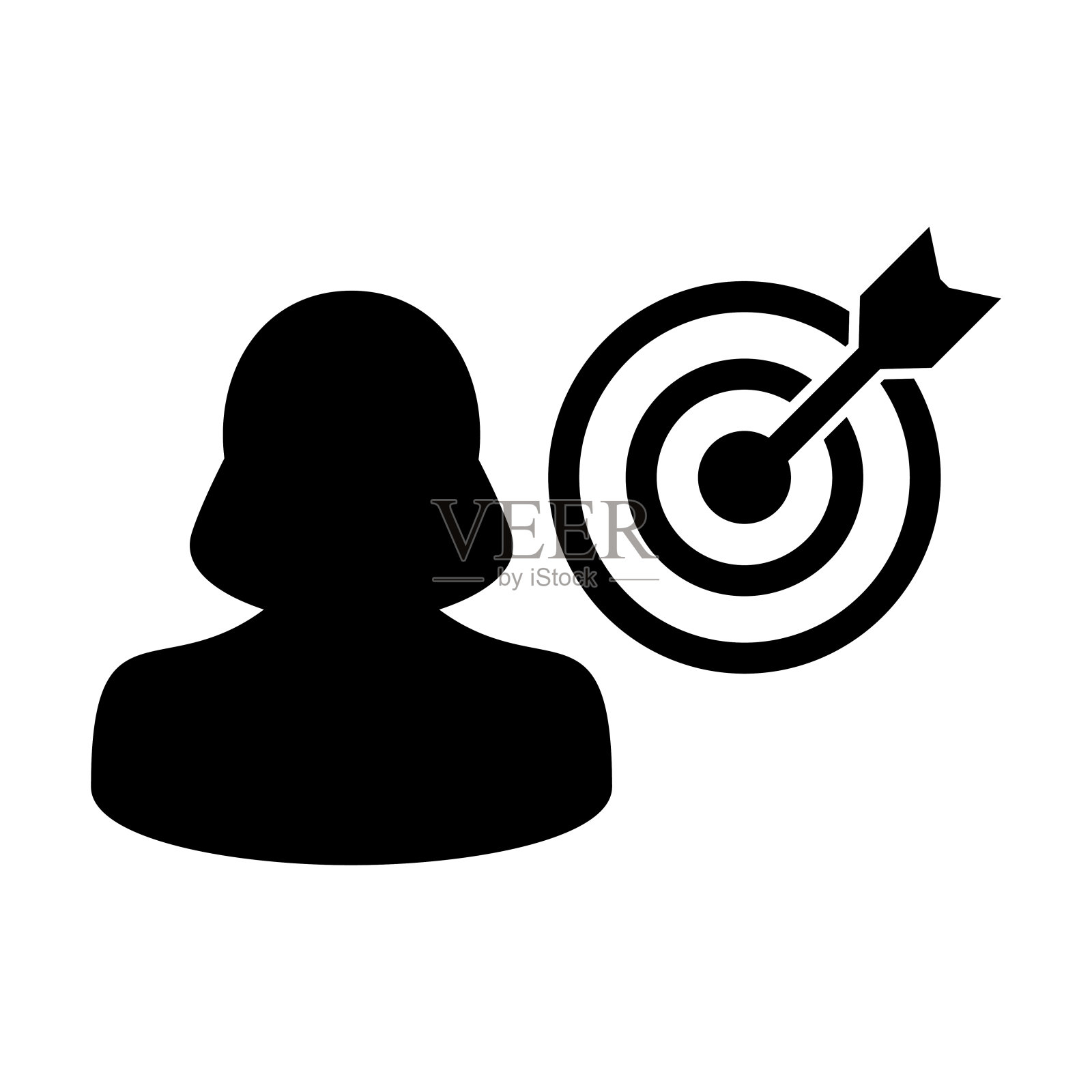 有目标的人图标矢量在圆靶靶符号为业务发展象形文字象形图设计元素图片