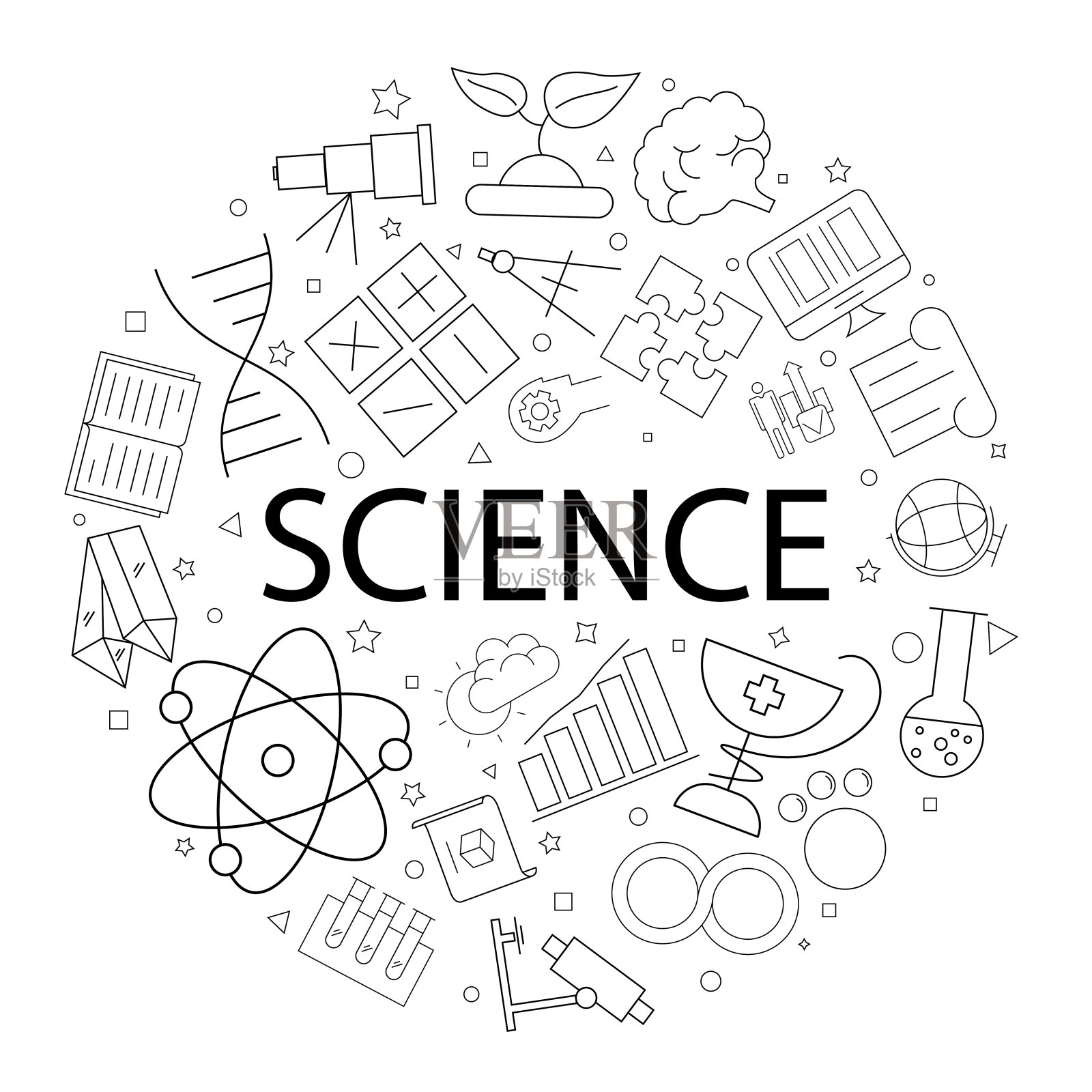 向量科学模式与字。科学背景插画图片素材