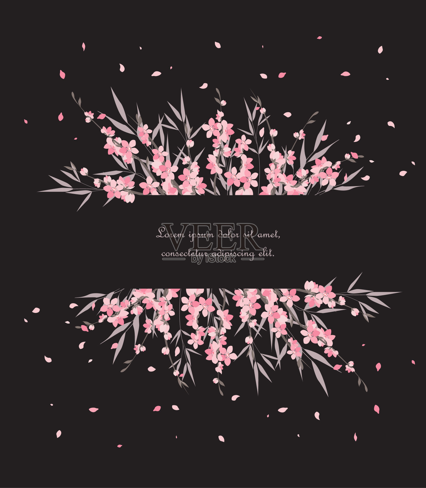 樱花树枝装饰插画图片素材