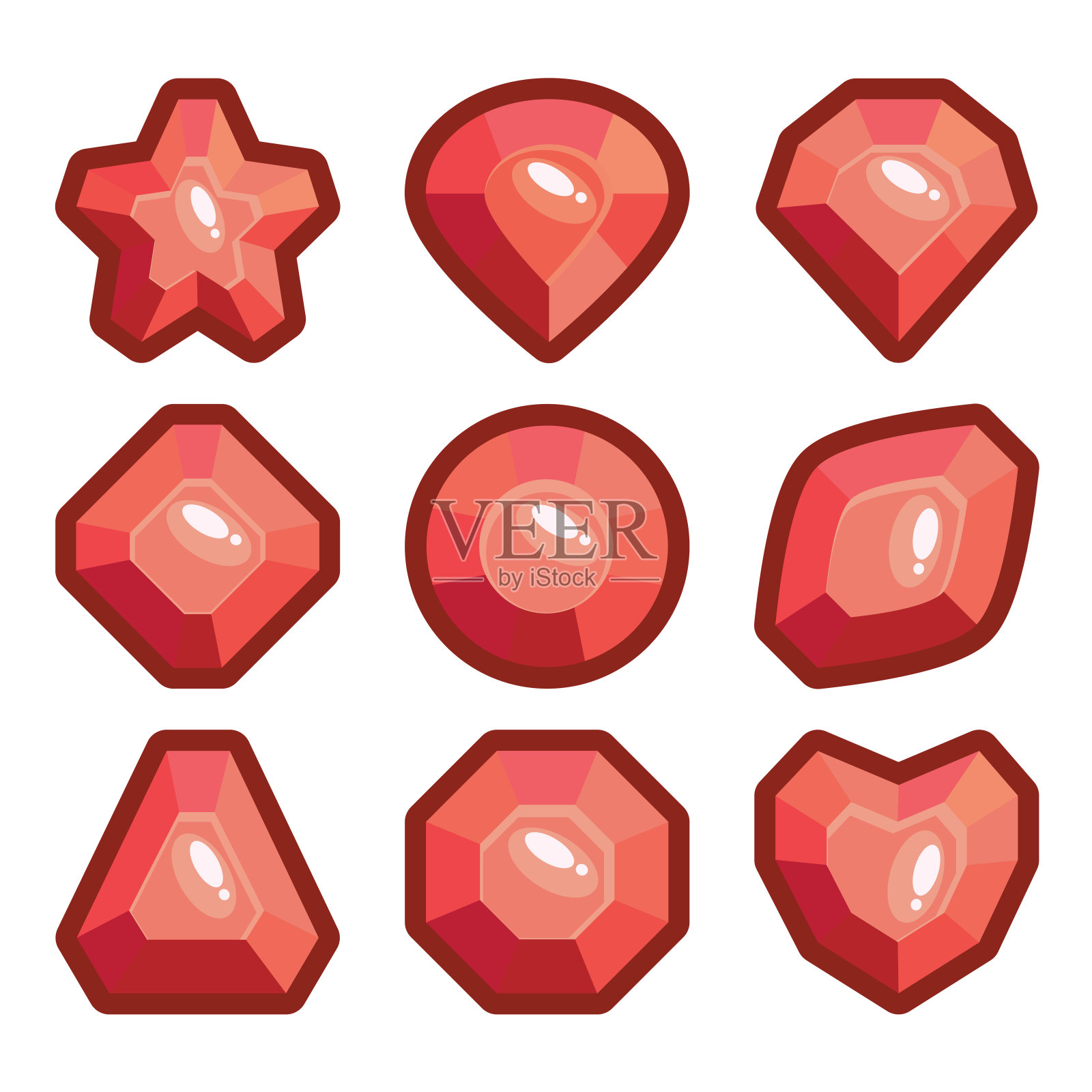 一套淡红色的宝石象征设计元素图片