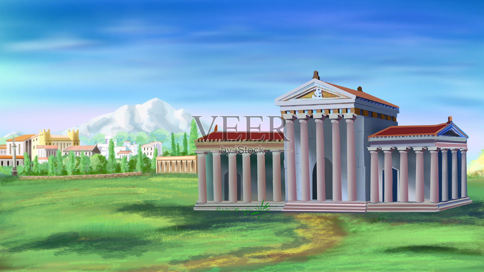 古希腊神庙插图设计模板素材
