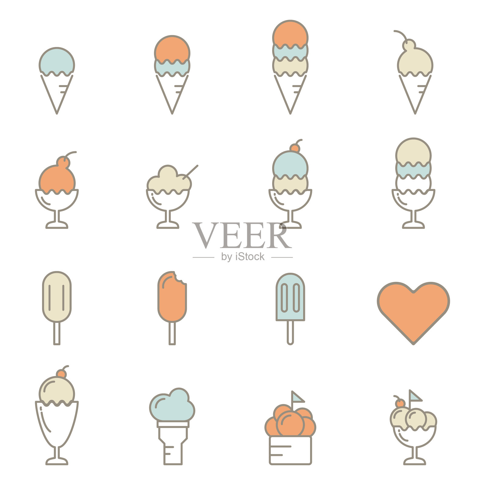 冰淇淋线图标矢量插图插画图片素材
