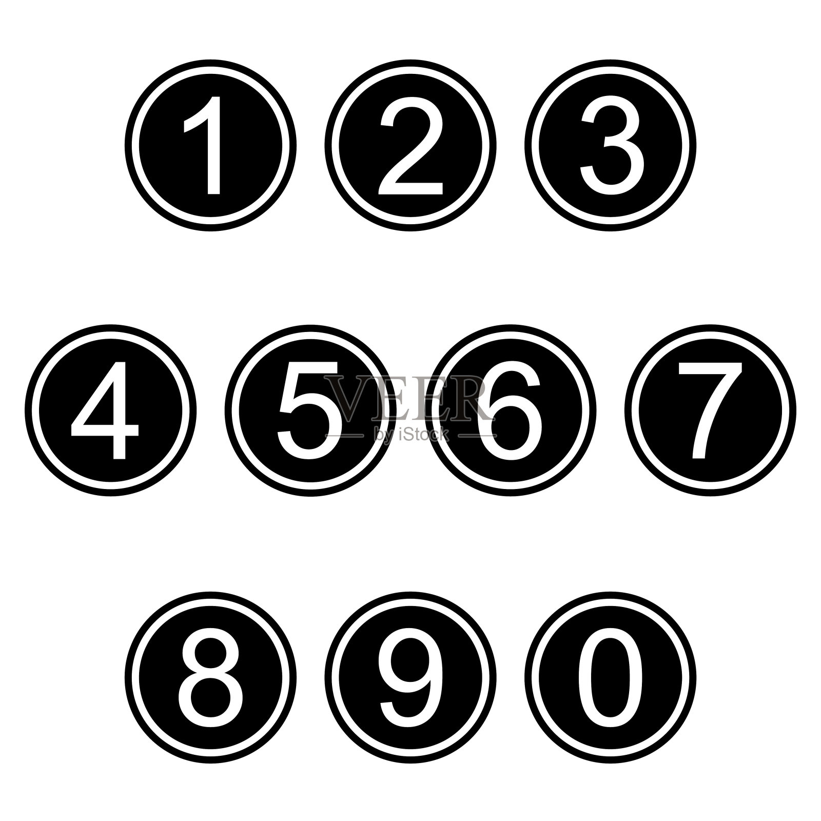 数字符号、图标符号、简单的黑白彩色集合图标素材
