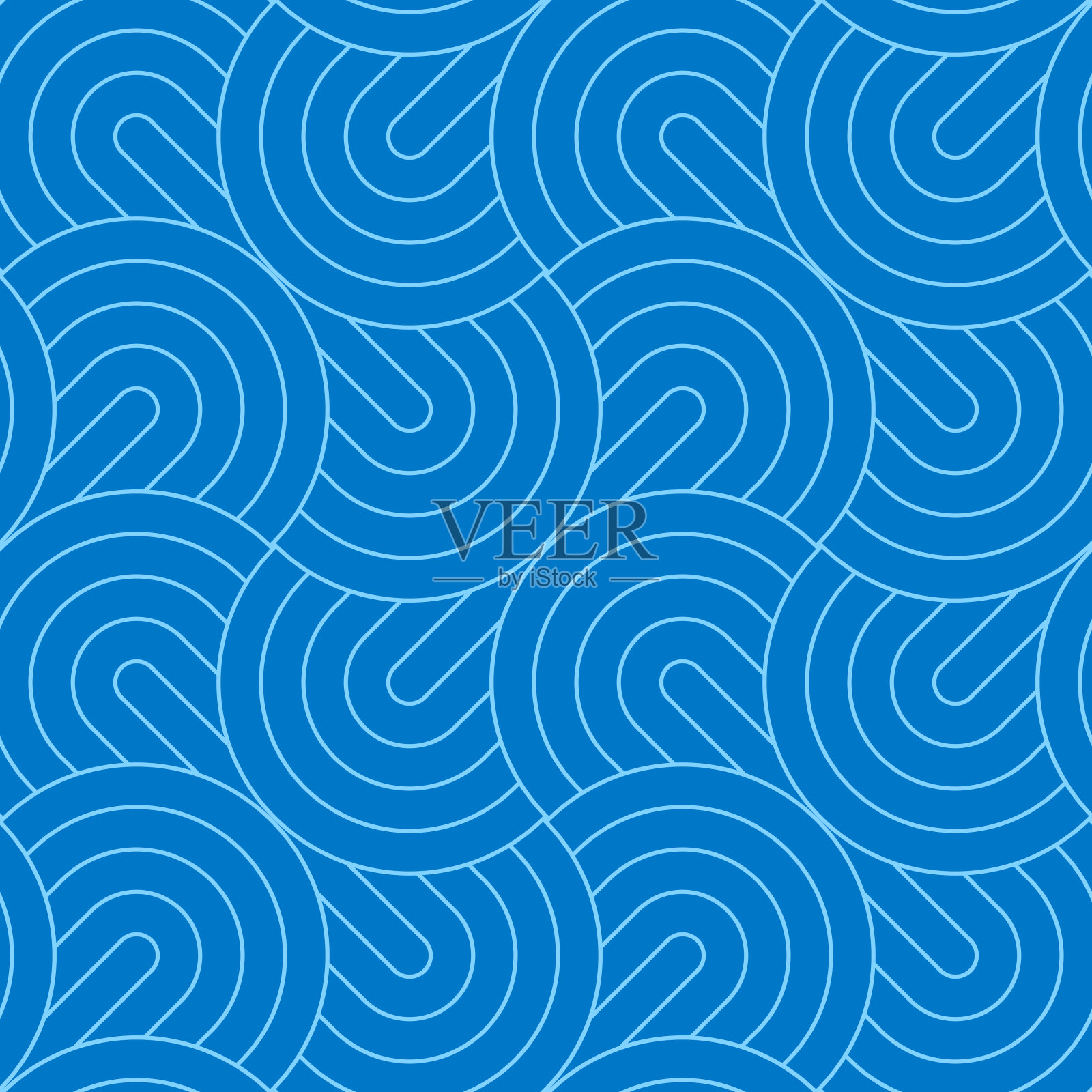 背景图案无缝几何蓝色圆矩形圆抽象和线矢量设计。插画图片素材