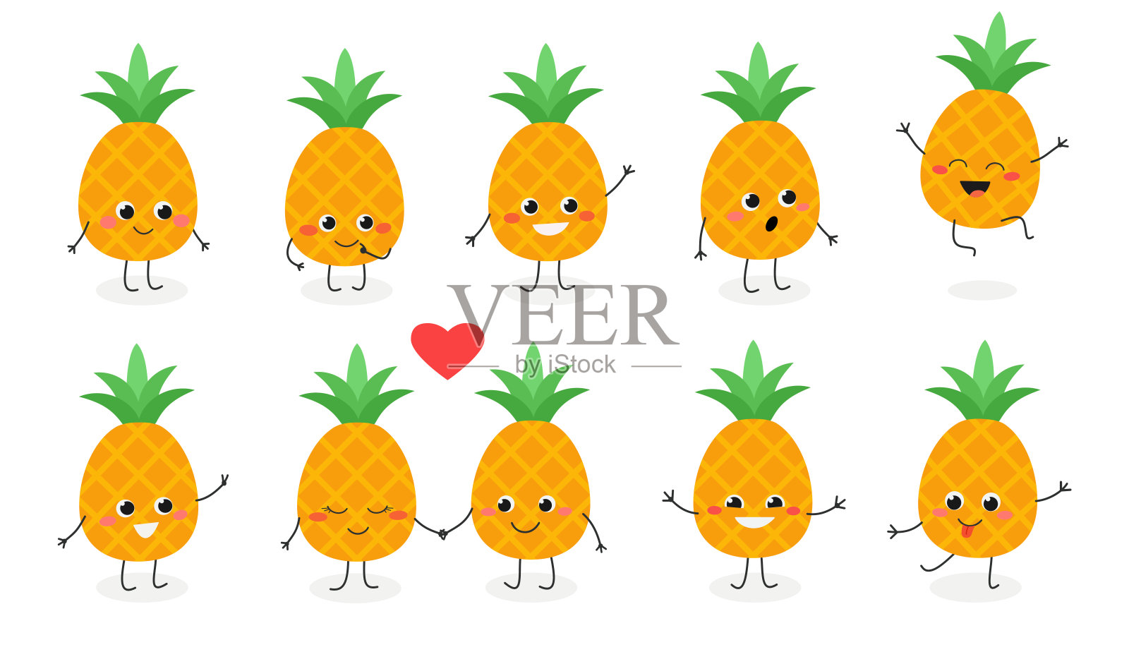 菠萝表情符号№1插画图片素材