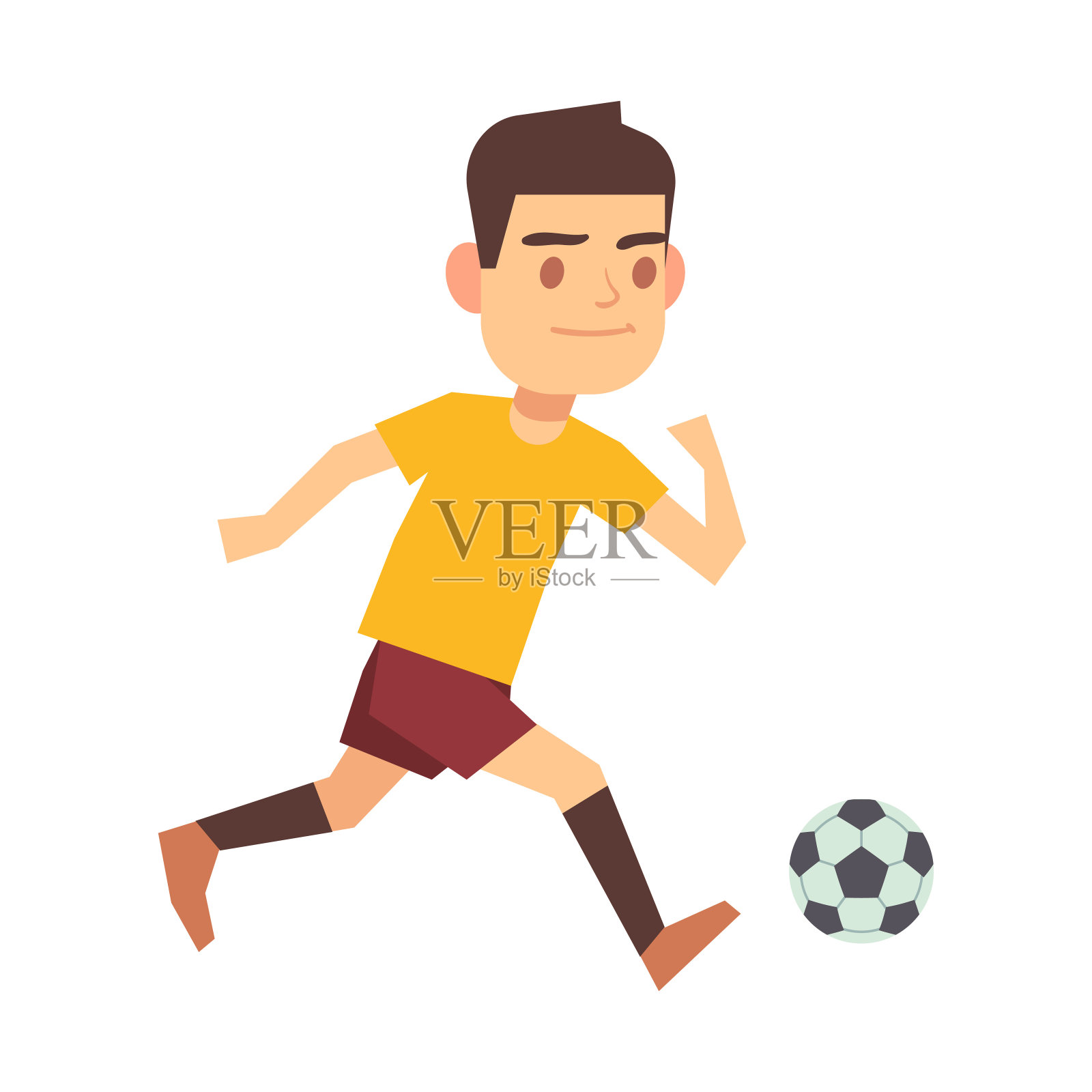 足球运动员与球隔离运行白色向量插画图片素材