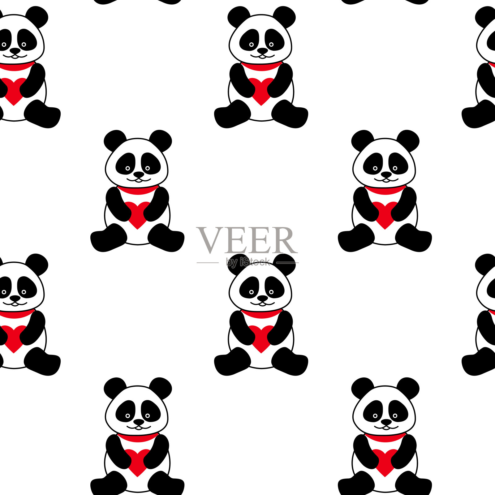 无缝的熊猫。插画图片素材