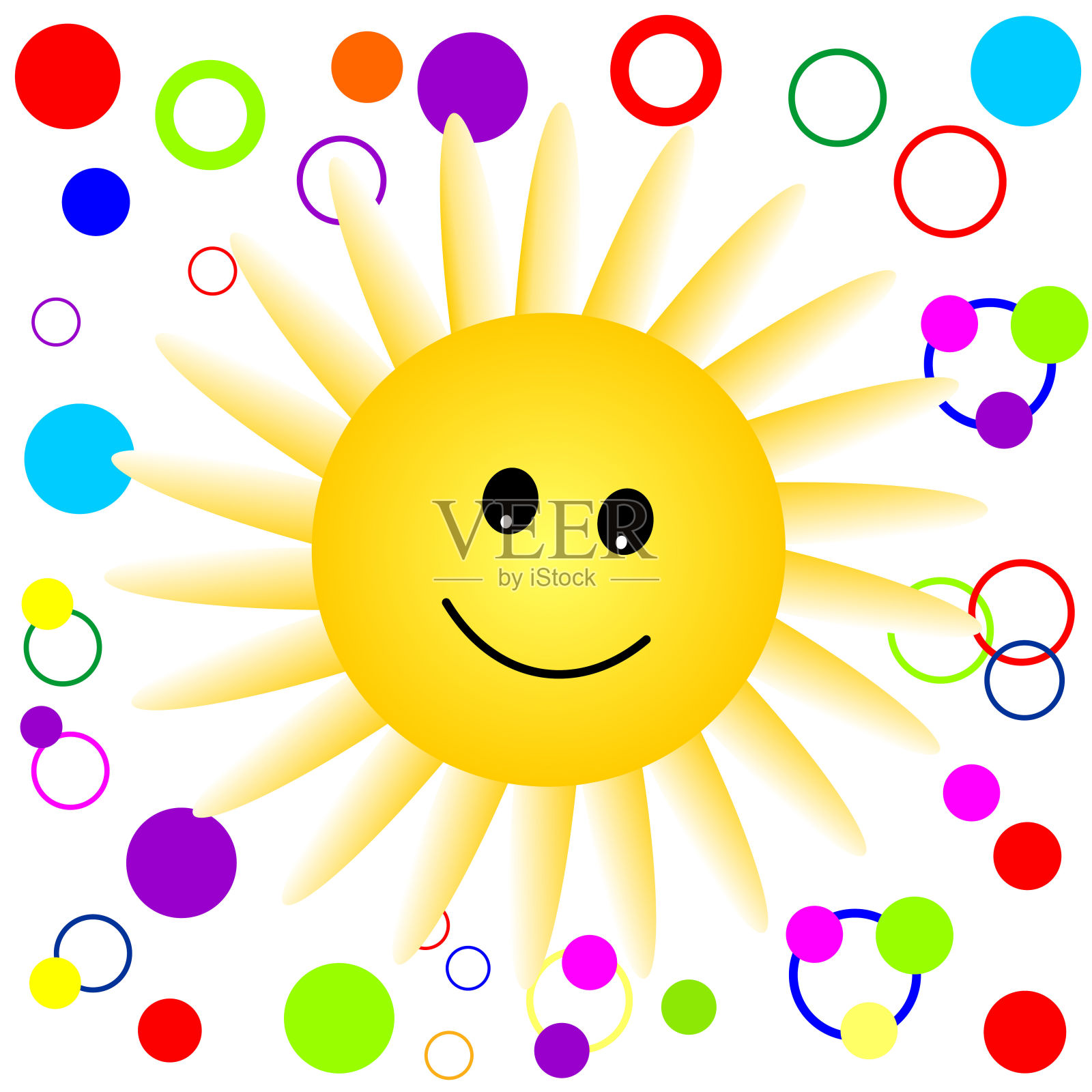 快乐微笑太阳图案。插画图片素材